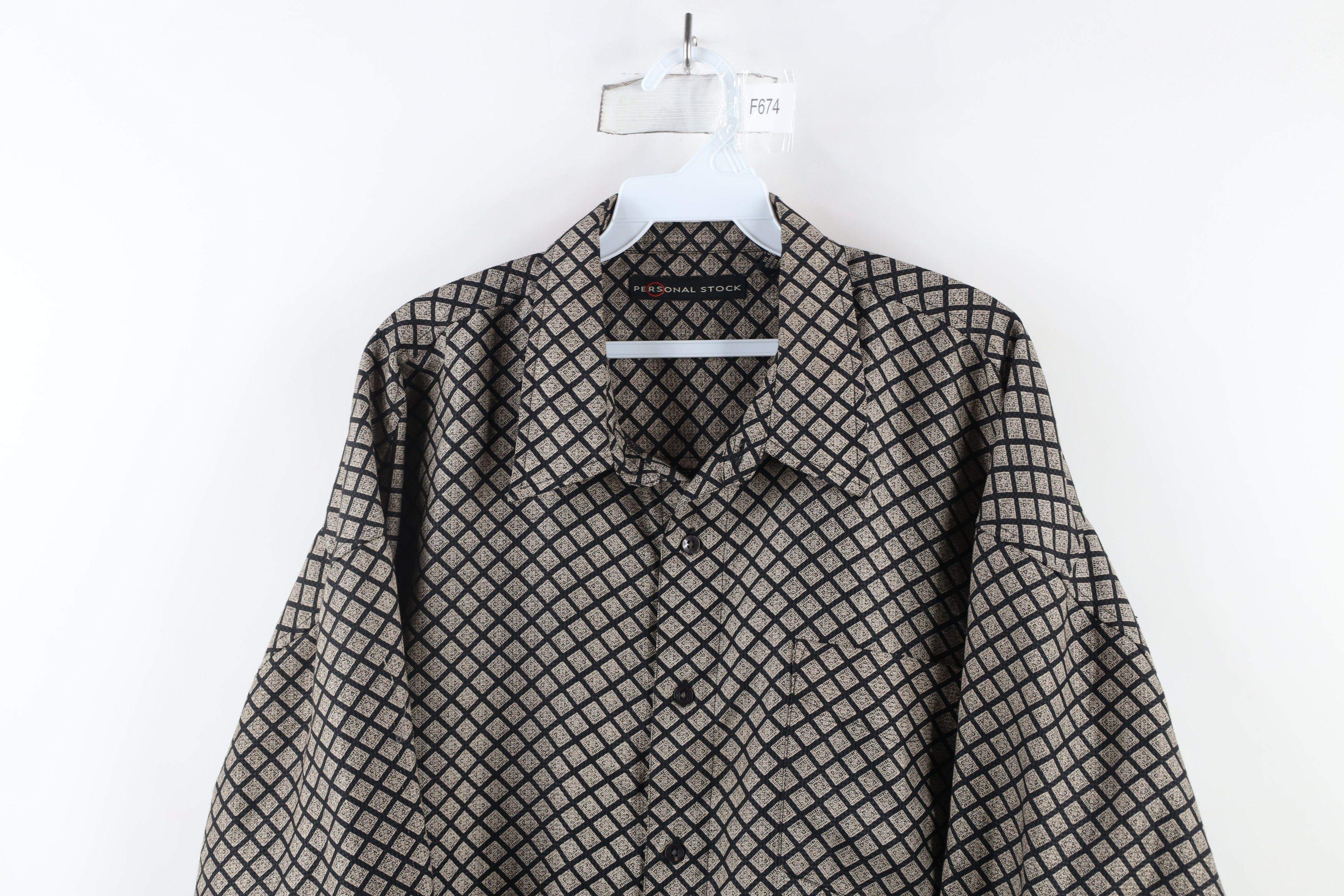 Vintage Vintage 90s Streetwear Geometric Collared Button Shirt Size US XL / EU 56 / 4 - 2 Thumbnail
