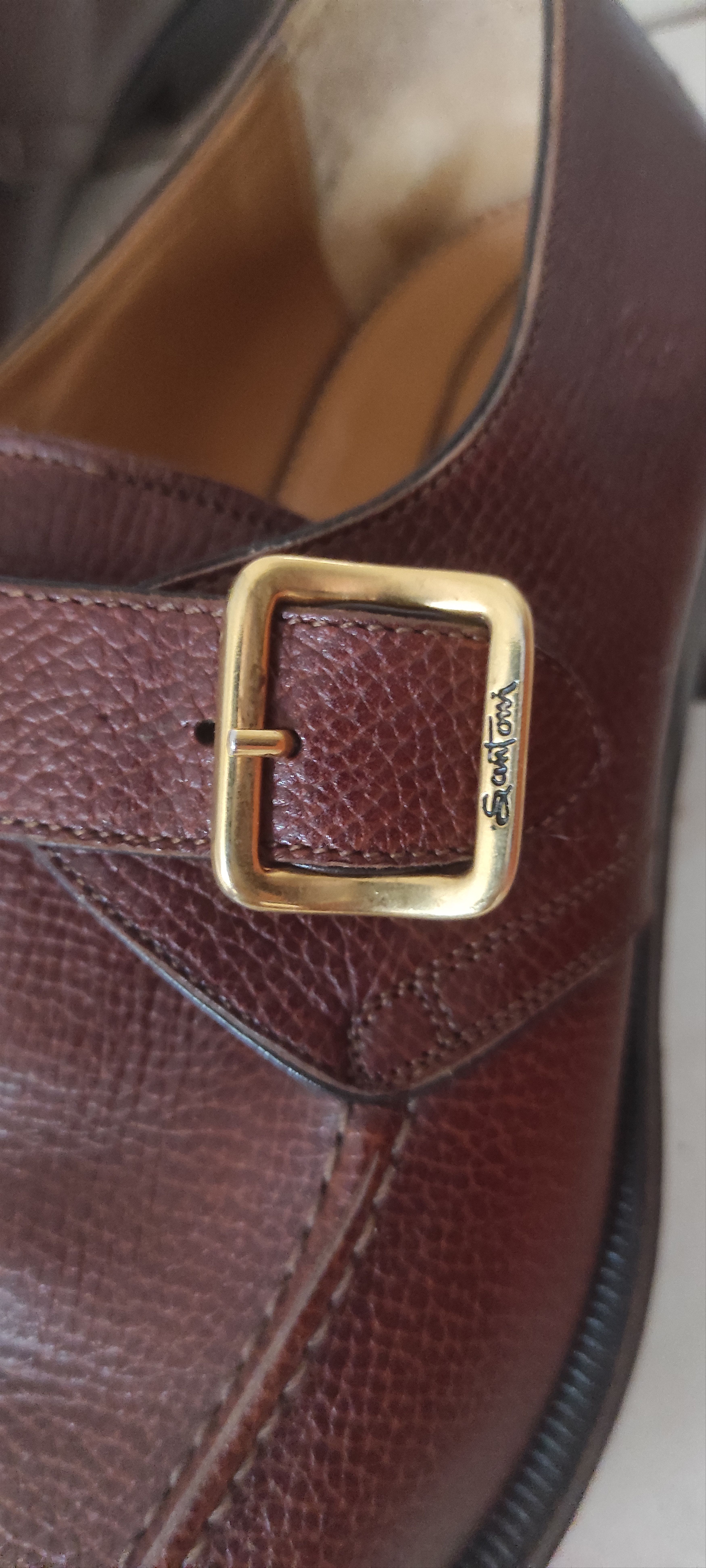 Santoni Santoni Strap Brown Leather Slip On Dress Shoes Size US 8.5 / EU 41-42 - 4 Thumbnail
