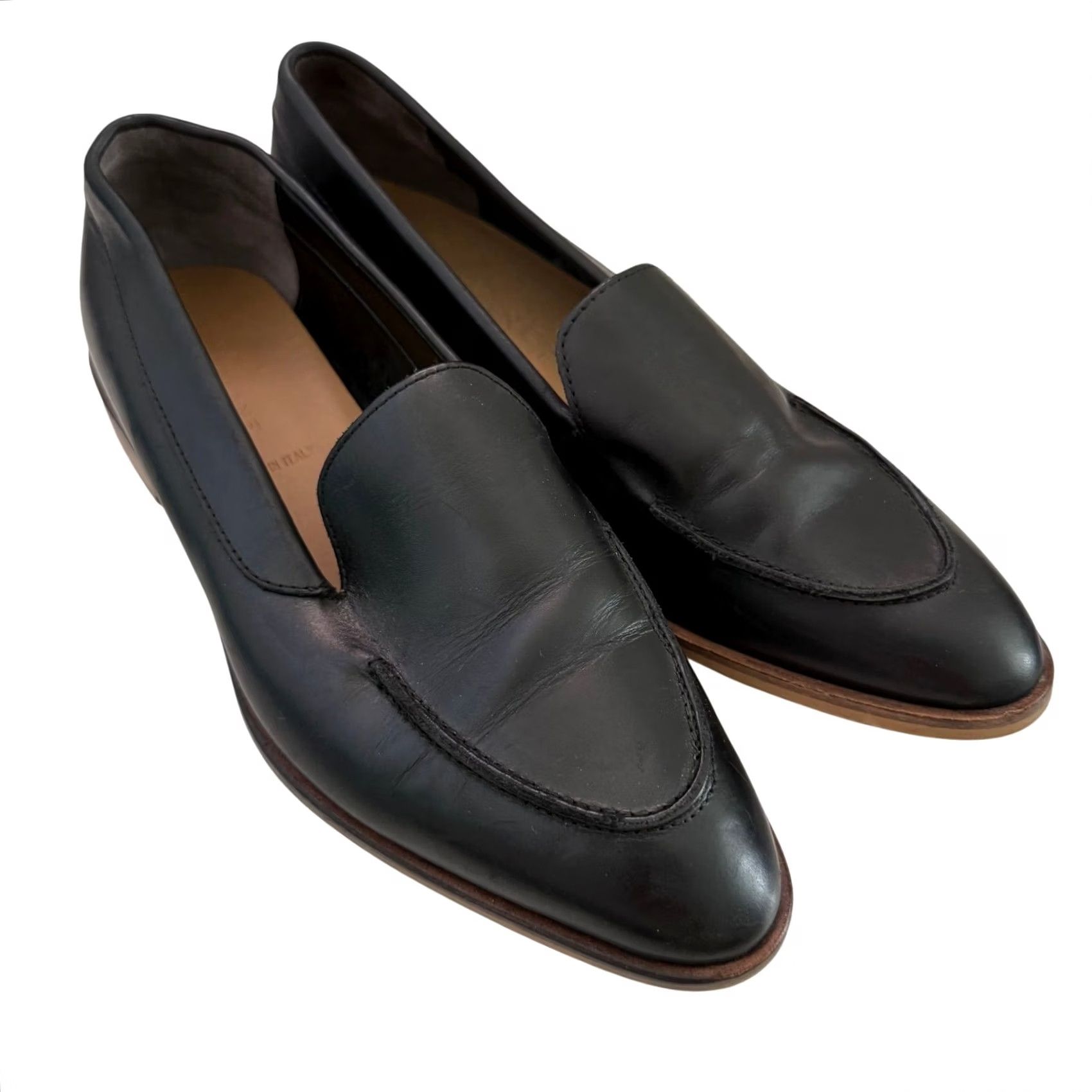 Everlane Everlane Black Leather Pointed-Toe Loafers | Women’s, 7.5, Office/Casual, Minimalist, Pre-Owned Size US 8 / IT 38 - 2 Thumbnail