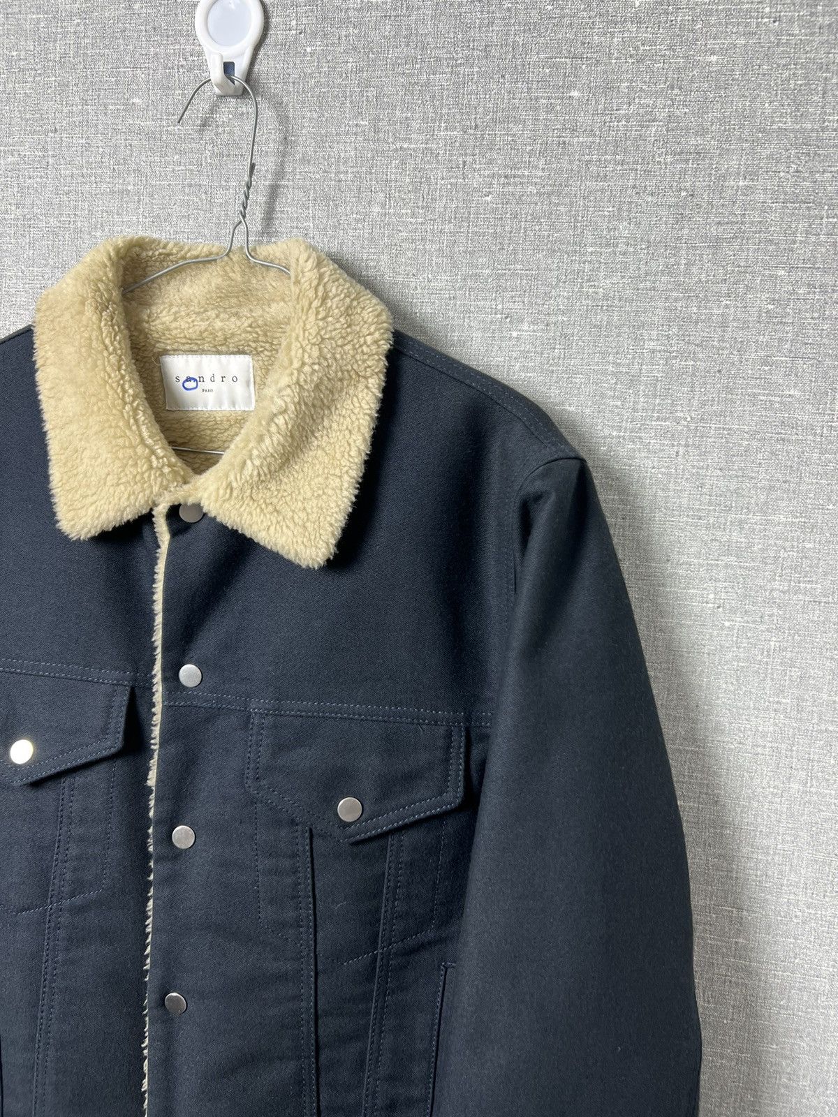 Sandro Sandro Dark Navy Fully Lined Shearling Jacket Men’s Size S Size US S / EU 44-46 / 1 - 6 Thumbnail