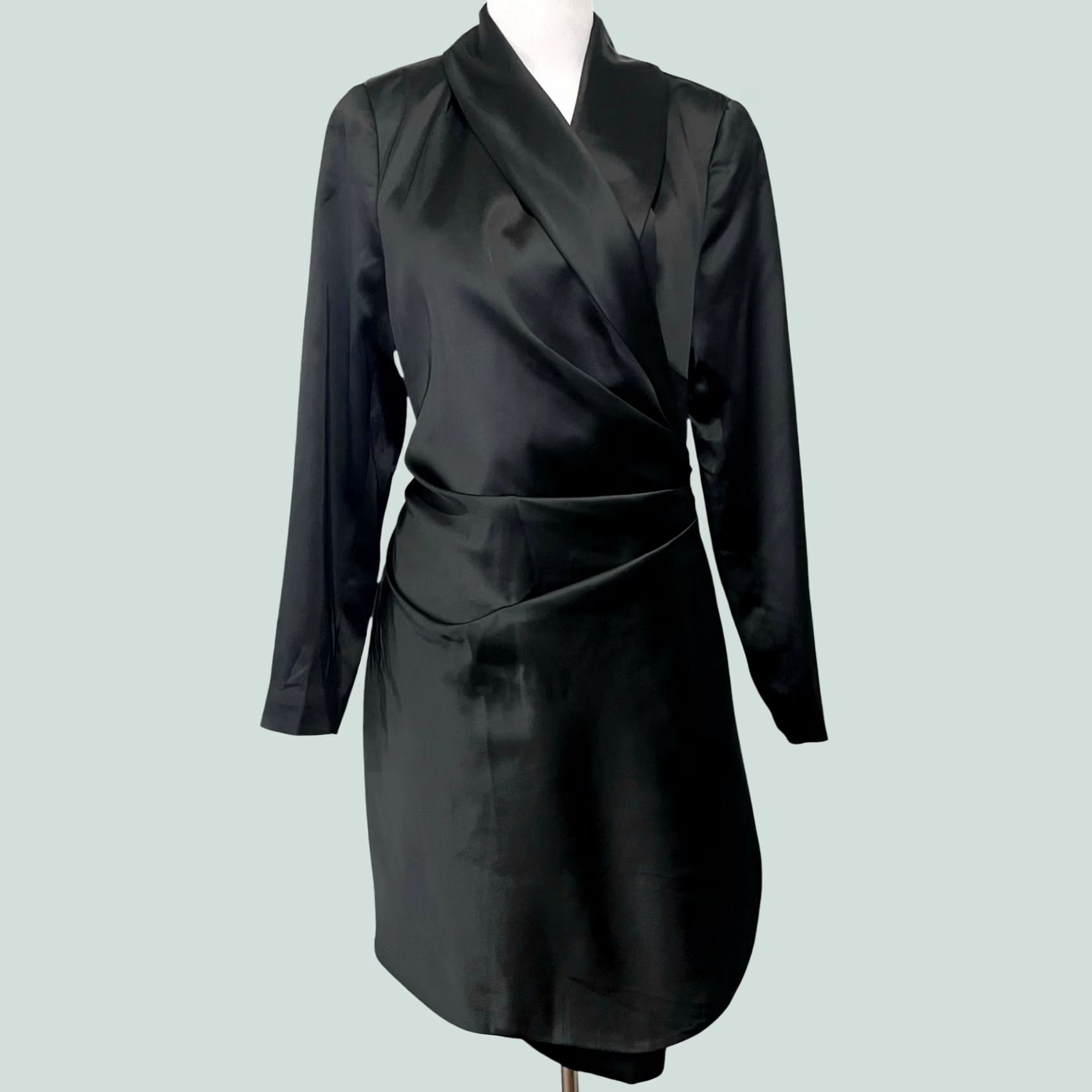 Vintage Eloquii Black Satin Wrap Dress Size 14 Wrap Dress Party/Cocktail Formal Evening Womens 14 Satin Black Eloquii Wrap Dress Size XL / US 12-14 / IT 48-50 - 1 Thumbnail