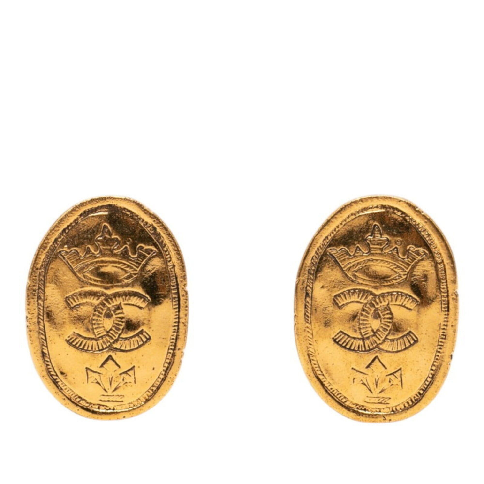 Chanel Chanel Coco Mark Crown Vintage Earrings Gold Plated Women's CHANEL Size ONE SIZE - 1 Thumbnail