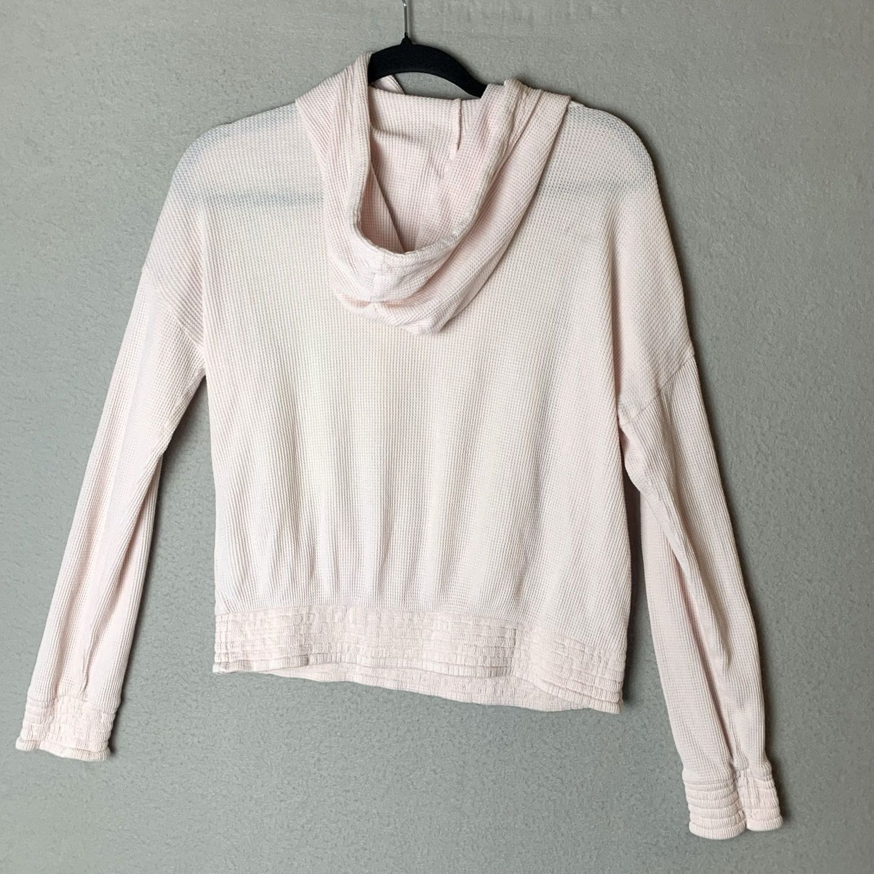 Vintage Pact Hoodie Women Small Pink Pullover Hooded Sweatshirt Organic Cotton Waffle Knit Size S / US 4 / IT 40 - 3 Thumbnail