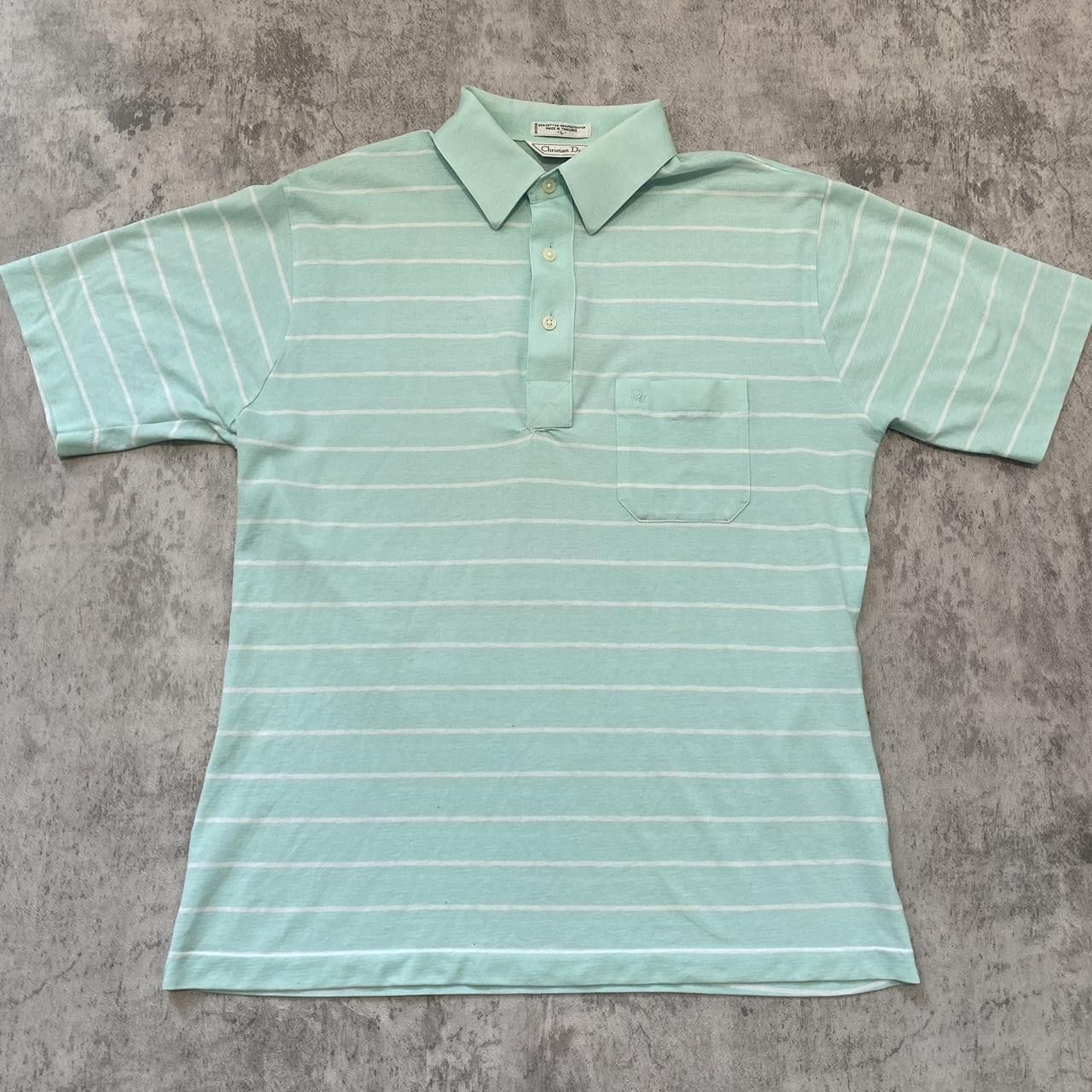 Christian Dior Monsieur Christian Dior Pale blue striped short sleeve polo shirt Size US L / EU 52-54 / 3 - 1 Thumbnail