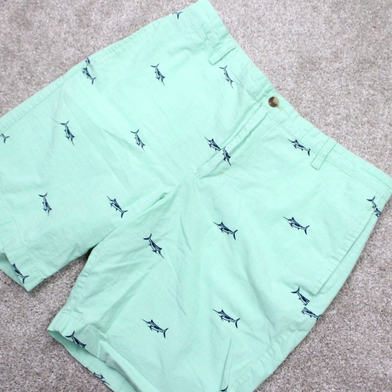 Chaps Chaps Chino Shorts Mens 36 Green Sport Fish All Over Print 10" Inseam Size US 36 / EU 52 - 3 Thumbnail