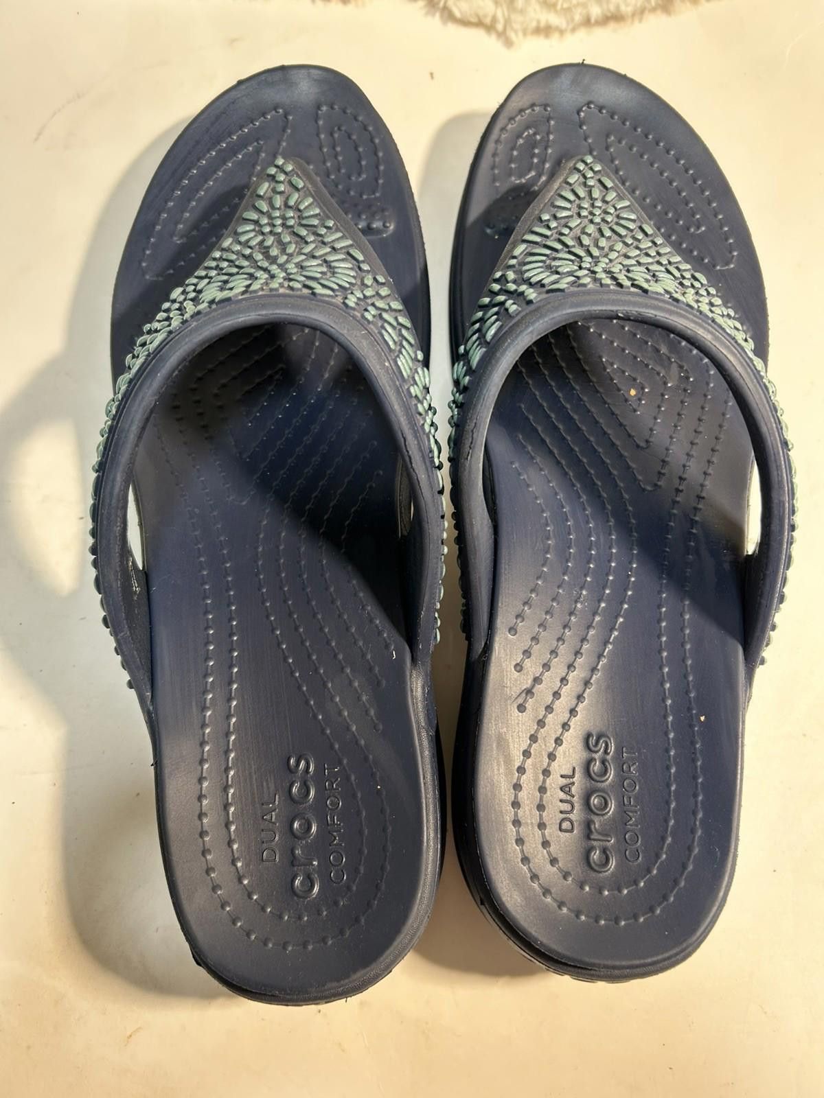 Crocs Crocs Diamante Sandal Sz 10 Blue Thong Platform Beaded Size US 10 / IT 40 - 4 Thumbnail