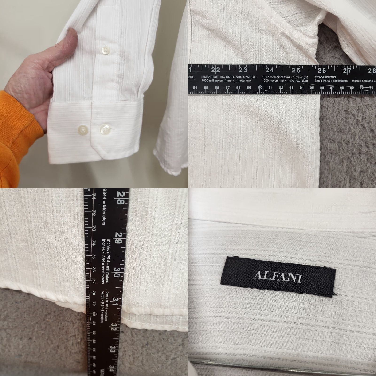 Alfani Alfani Dress Shirt Mens XL Button Up Pocket Long Sleeve Regular Formal Wear Size 46R - 8 Thumbnail