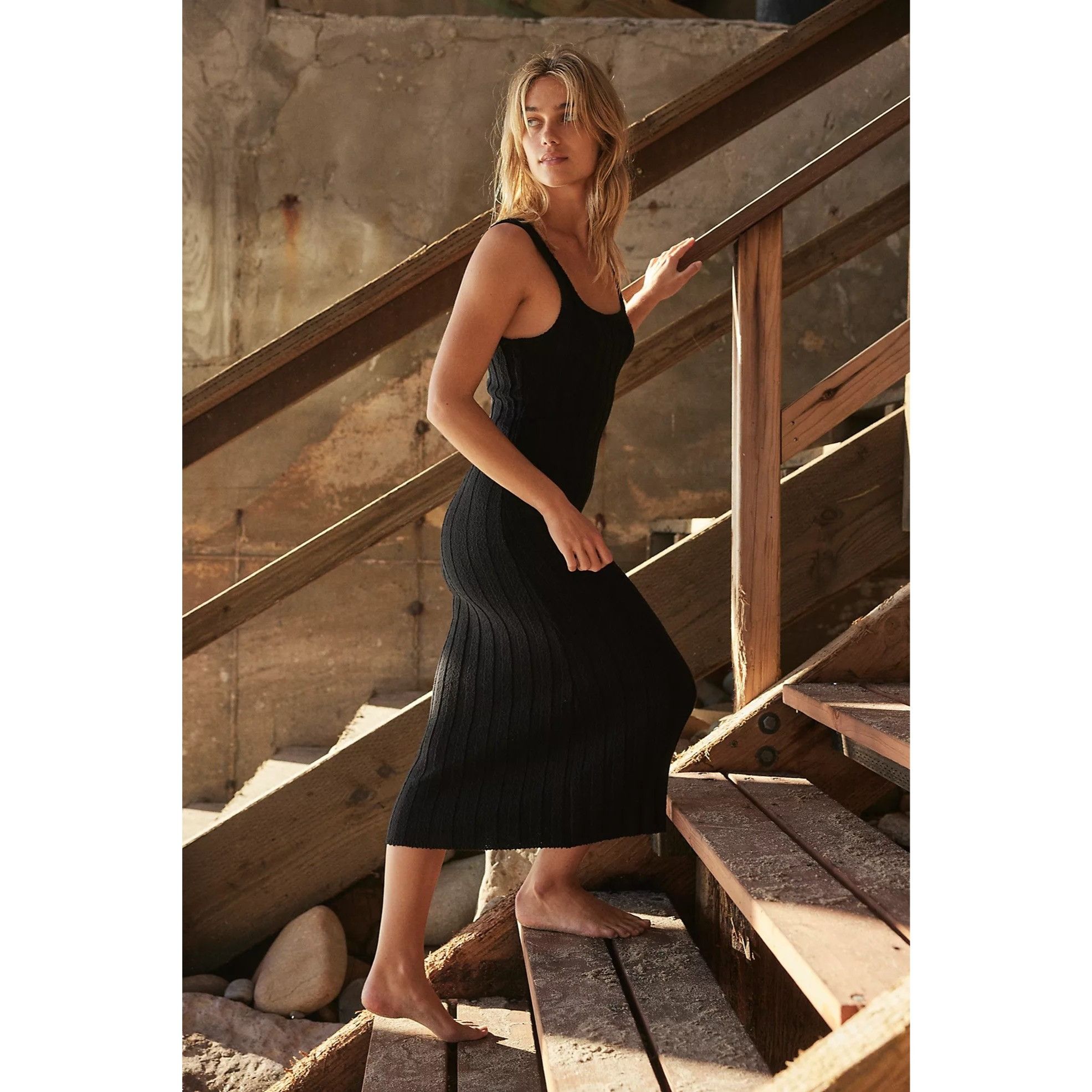 Free People Free People Santos Black Sweater Midi Dress Size S / US 4 / IT 40 - 1 Thumbnail