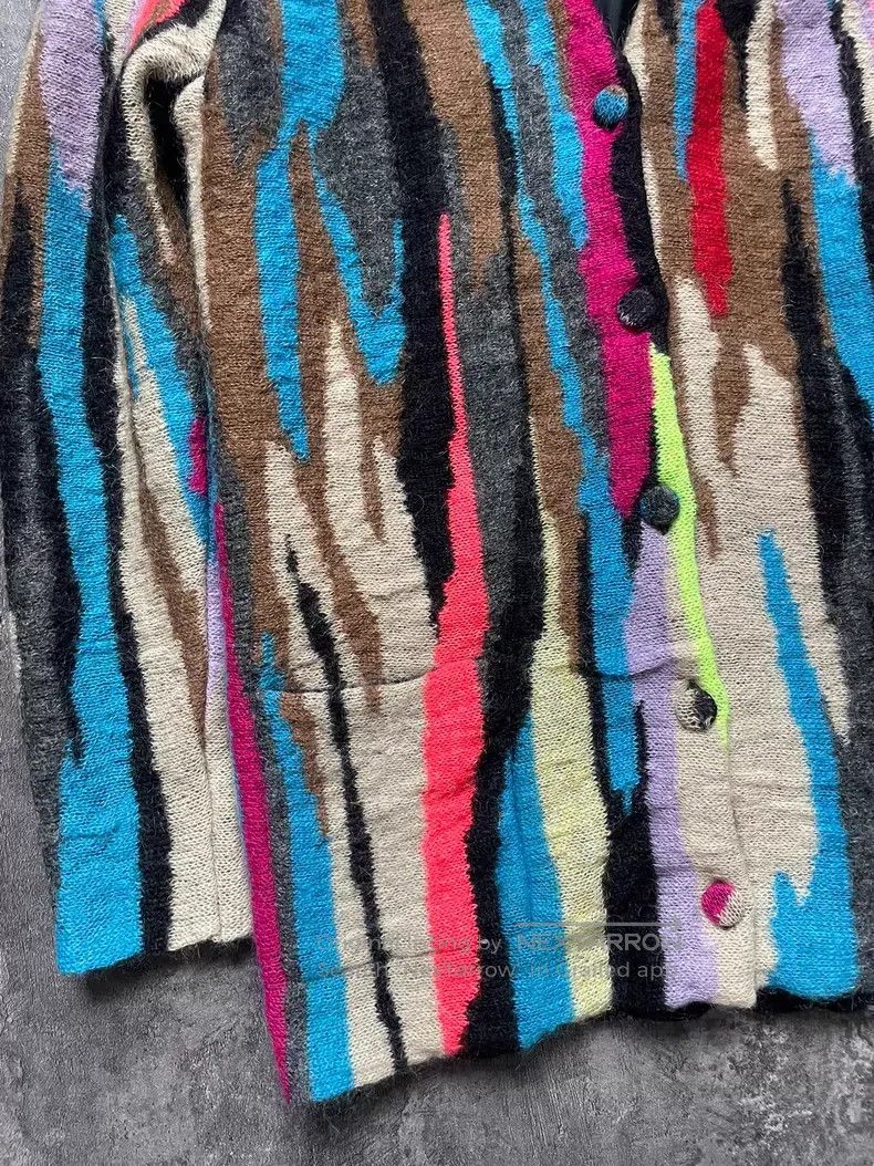 Saint Laurent Paris Saint Laurent Paris Rainbow Color Block Mohair Open Cardig Size US XS / EU 42 / 0 - 3 Thumbnail