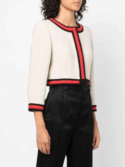 Chanel × Vintage CHANEL SS2001 BOUCLÉ CROPPED JACKET Size XXS / US 00 / IT 34 - 3 Thumbnail