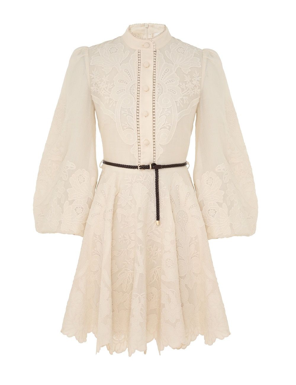 Zimmermann oc11z0525 Ottie Embroidered Mini Dress in Cream Size S / US 4 / IT 40 - 2 Thumbnail