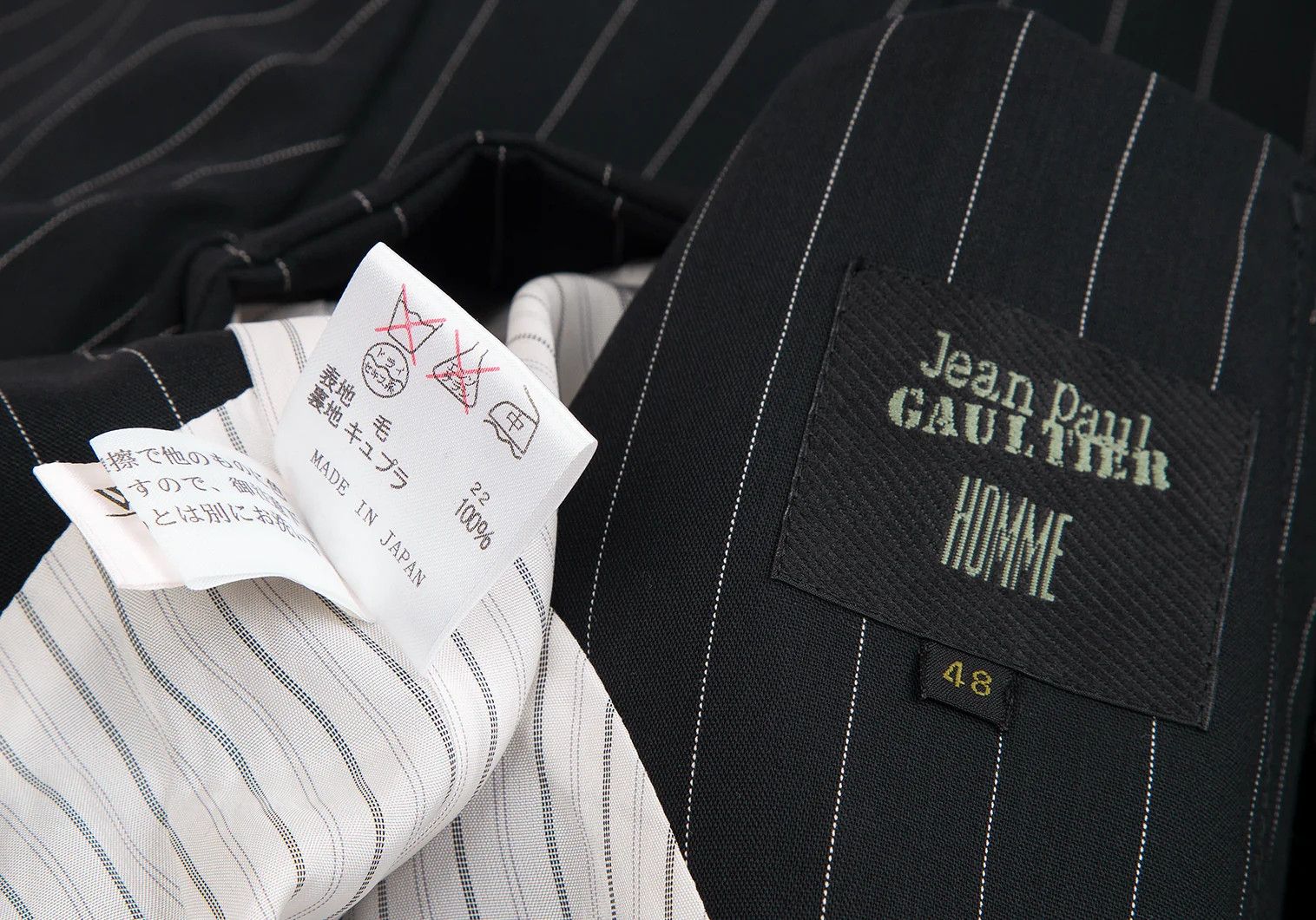 Jean Paul Gaultier Wool Stripe Jacket in Black, Size 48 Size US M / EU 48-50 / 2 - 18 Thumbnail