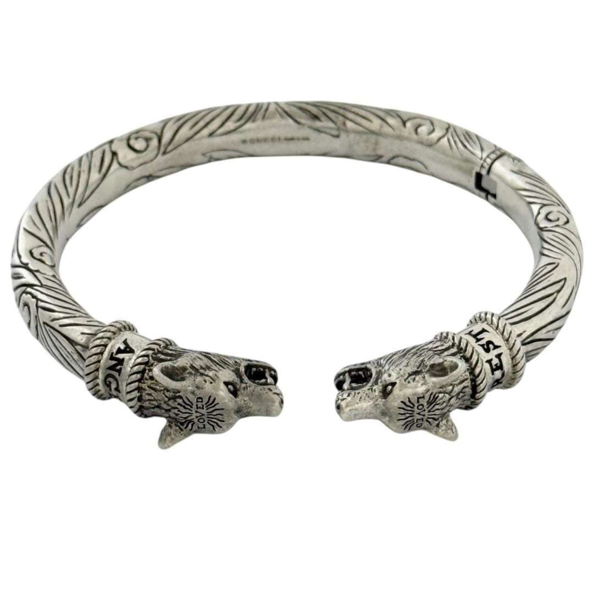 Gucci Gucci Men's Anger Forest Wolf Bangle Bracelet in Silver Size ONE SIZE - 1 Thumbnail