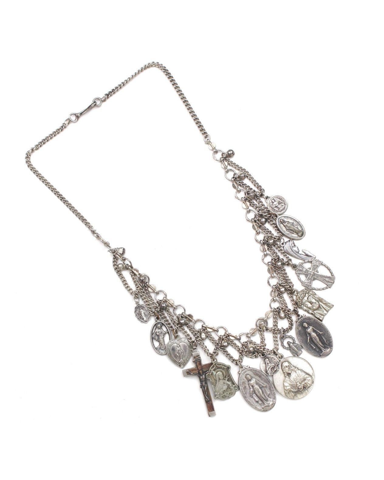 Vintage 1980S JAPANESE MADE MULTI-CHARM RELIGIOUS MEDAL BIB NECKLACE Size ONE SIZE - 6 Thumbnail
