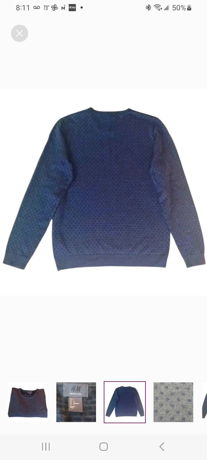 H&M H & M Wool Sweater, L, Grey & Navy Size US M / EU 48-50 / 2 - 3 Thumbnail