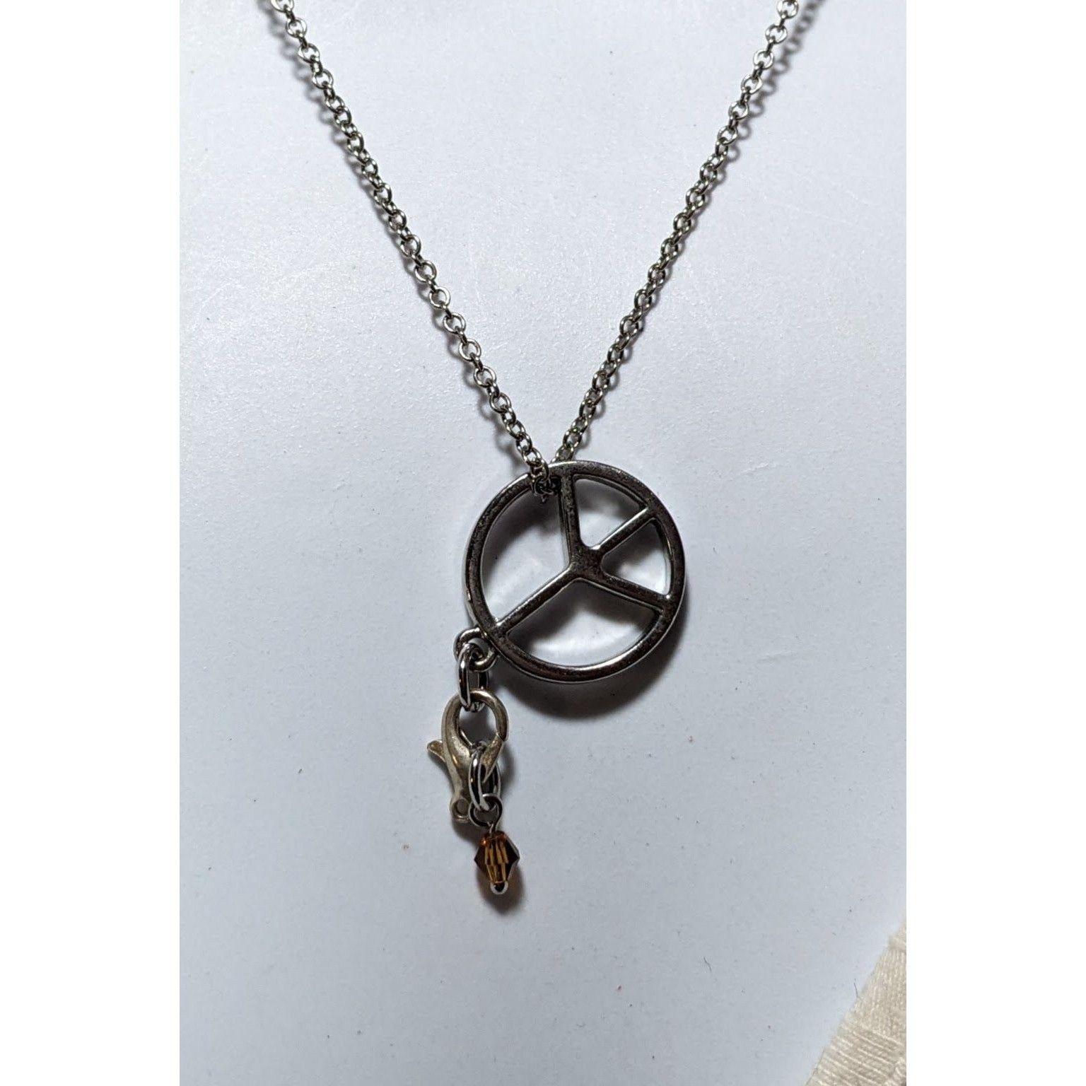 Other Silver Peace Sign Chain Charm Necklace Size ONE SIZE - 2 Thumbnail