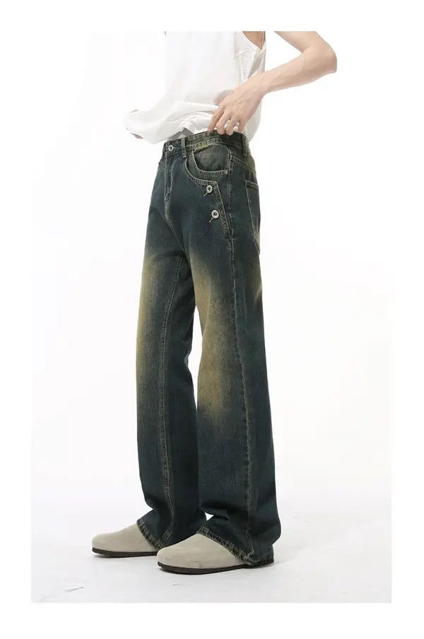 Japanese Brand Vintage cleanfit button design flared washed jeans Size US 32 / EU 48 - 6 Thumbnail