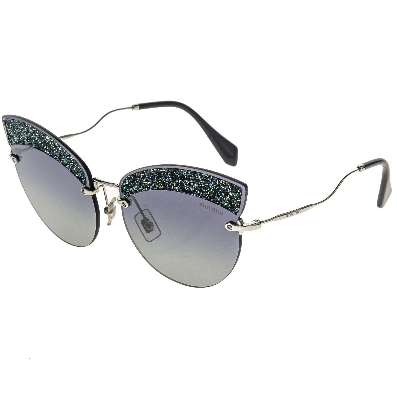 Miu Miu MIU MIU MU58TS 58T GLITTER FABRIC Blue Silver Sunglasses Size ONE SIZE - 3 Thumbnail
