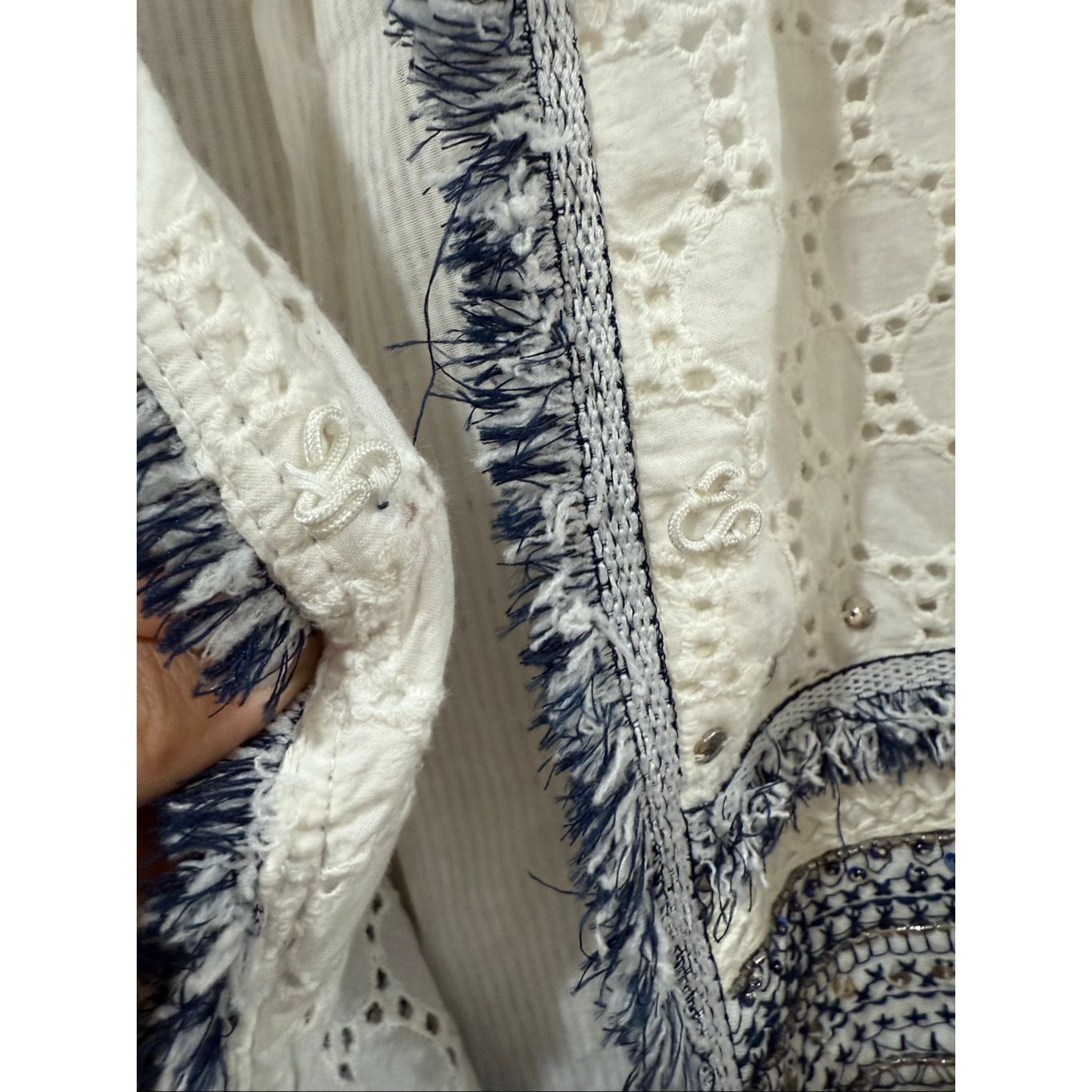 Chicos Chico's NWT Embellished Cotton Eyelet Jacket size XL (3) Size XL / US 12-14 / IT 48-50 - 7 Thumbnail