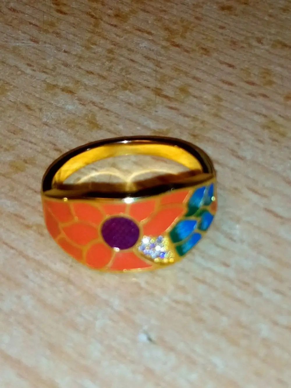 Jewelry Colorful Charming Flower Enamel Ring ( size 6 to 10 ) Size ONE SIZE - 3 Thumbnail