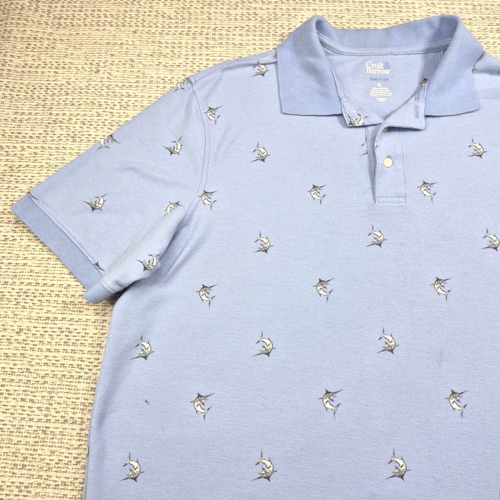 Croft & Barrow Croft & Barrow Polo Shirt Mens XL Blue Easy Care Marlin Fish Nautical Print Shirt Size US XL / EU 56 / 4 - 3 Thumbnail