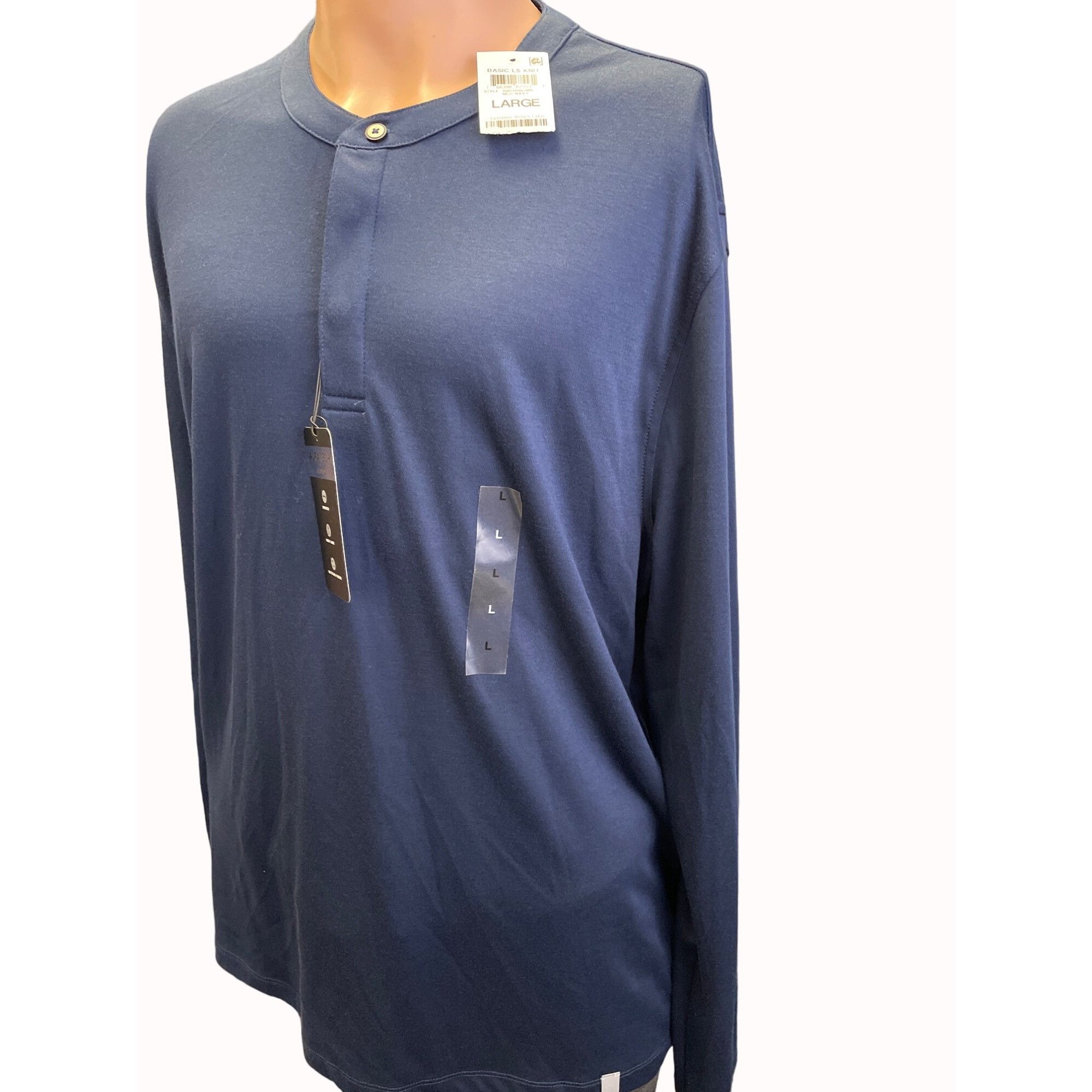 Alfani Alfani Mens Navy Blue Long Sleeve Basic Knit Shirt SIze L SK Size US L / EU 52-54 / 3 - 3 Thumbnail