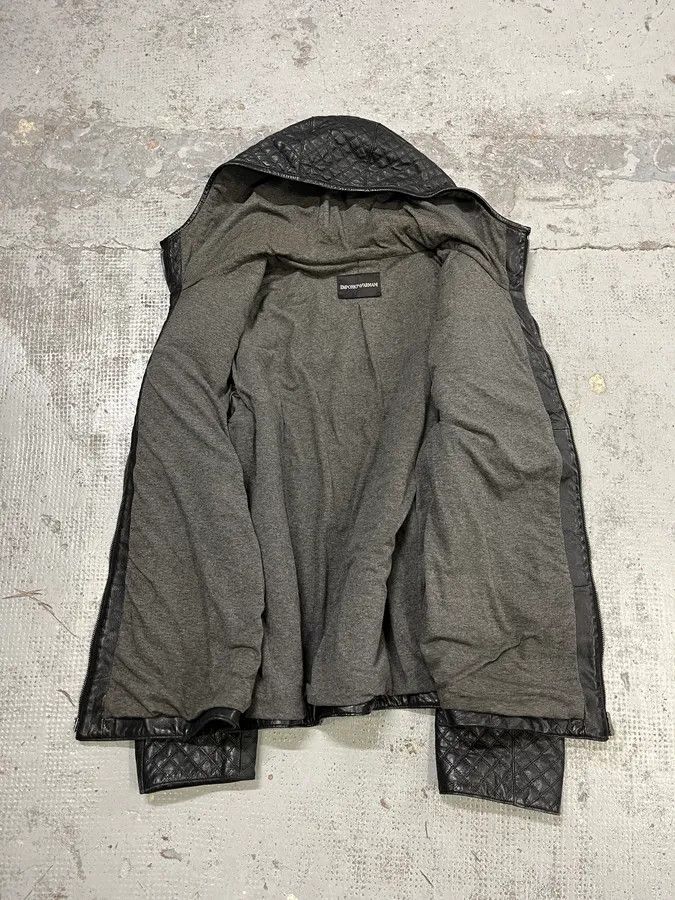 Emporio Armani 2010s Emporio Armani Quilted Black Ninja Hooded Leather Jacket Size US M / EU 48-50 / 2 - 8 Thumbnail