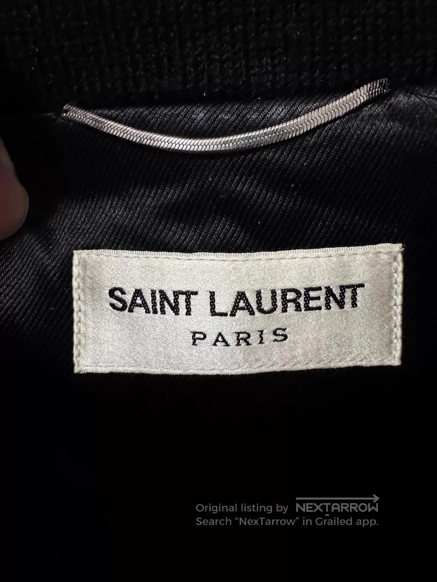 Saint Laurent Paris Black Zip-Front Bomber Jacket with Stitch Detail. Size US S / EU 44-46 / 1 - 5 Thumbnail
