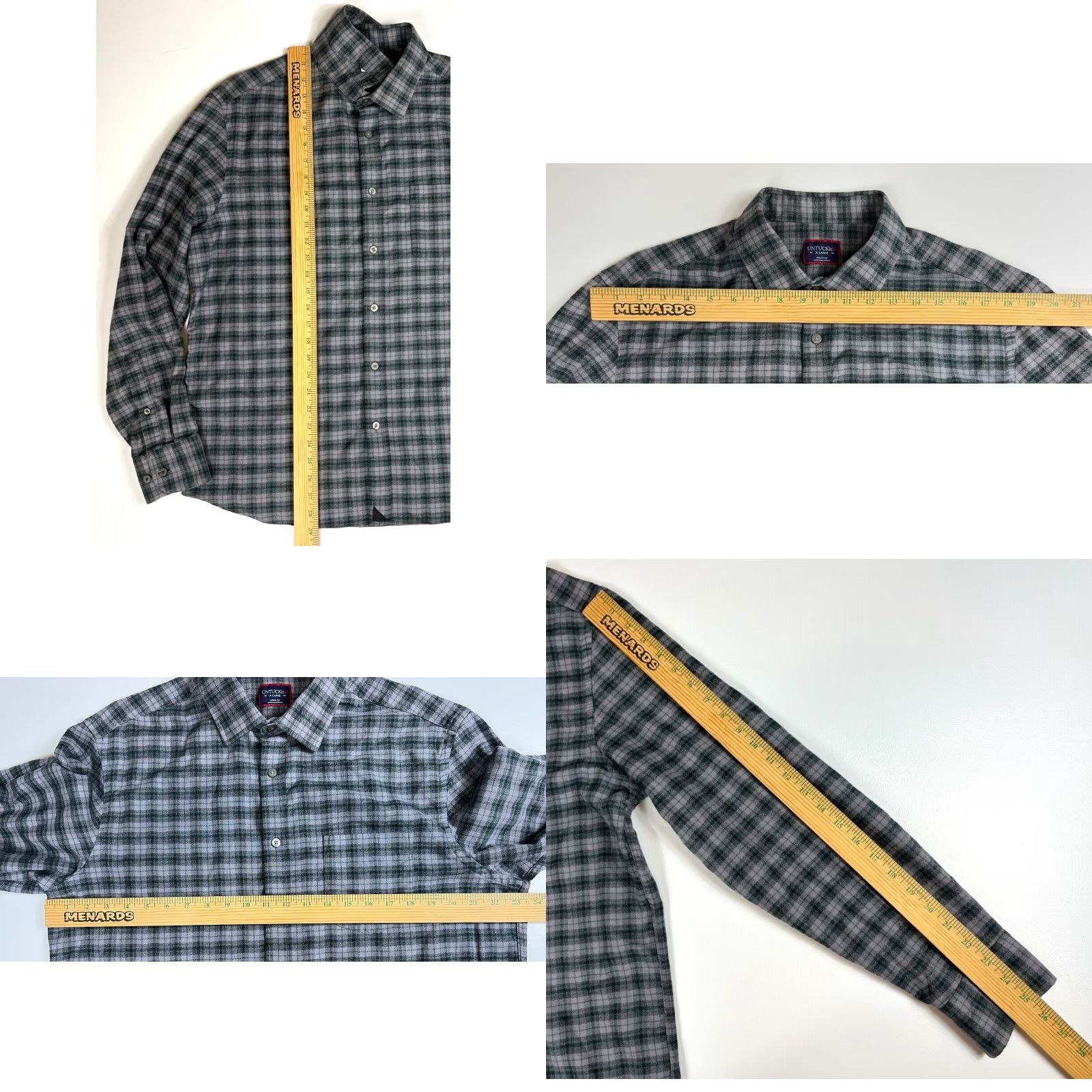 UNTUCKit UNTUCKit Men’s Parducci Button-Up Shirt Plaid XL Gray Cotton Flannel Long Sleeve Casual Classic Preppy Mens Size US XL / EU 56 / 4 - 9 Thumbnail