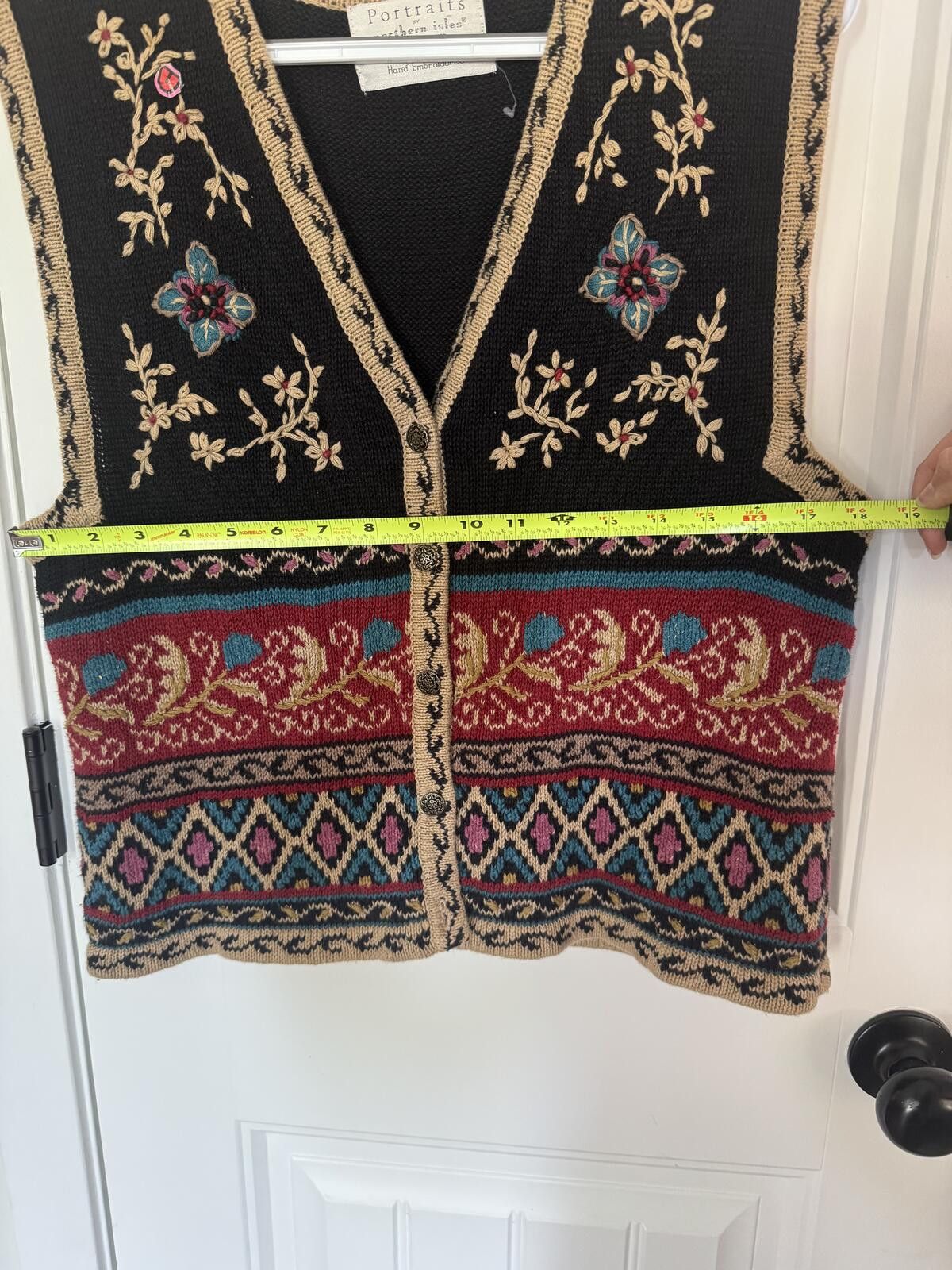 Other Vintage Hand Embroidered Knit Vest Sweater-Fits like Large Size L / US 10 / IT 46 - 8 Thumbnail