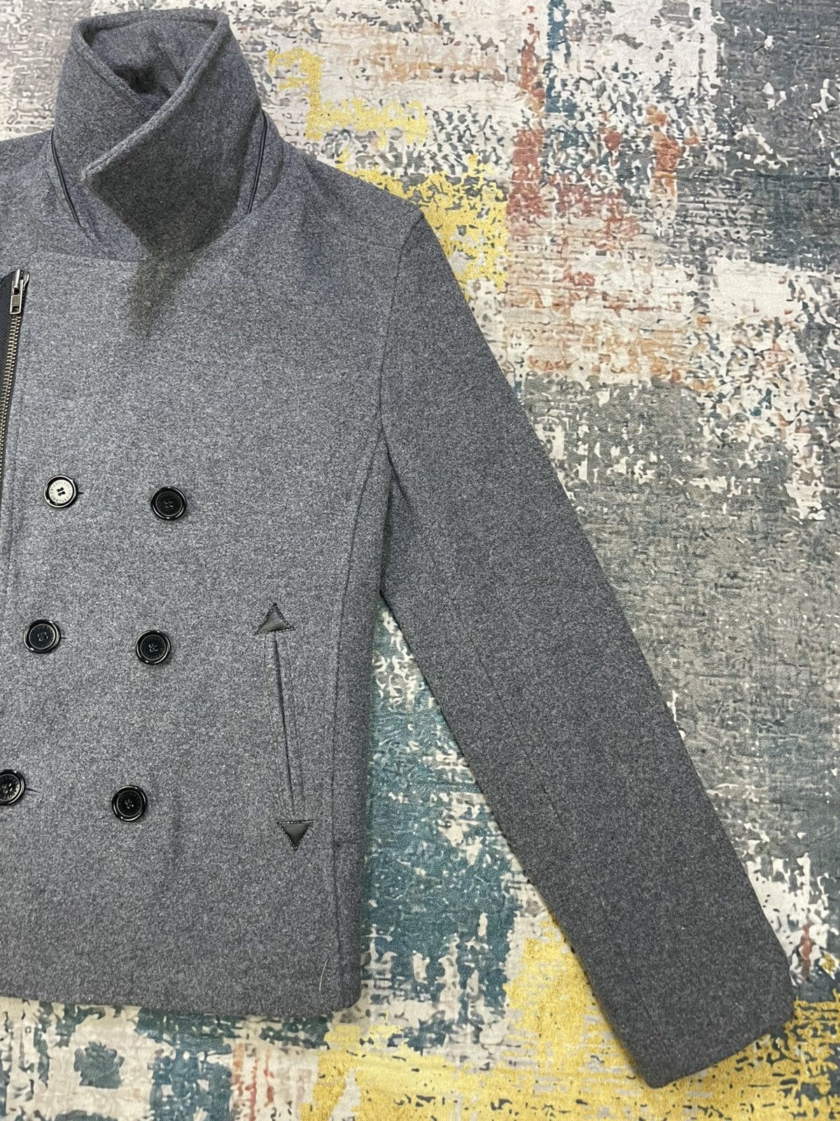 291295=Homme 291295 Wool Double Collar Jacket Size US S / EU 44-46 / 1 - 4 Thumbnail