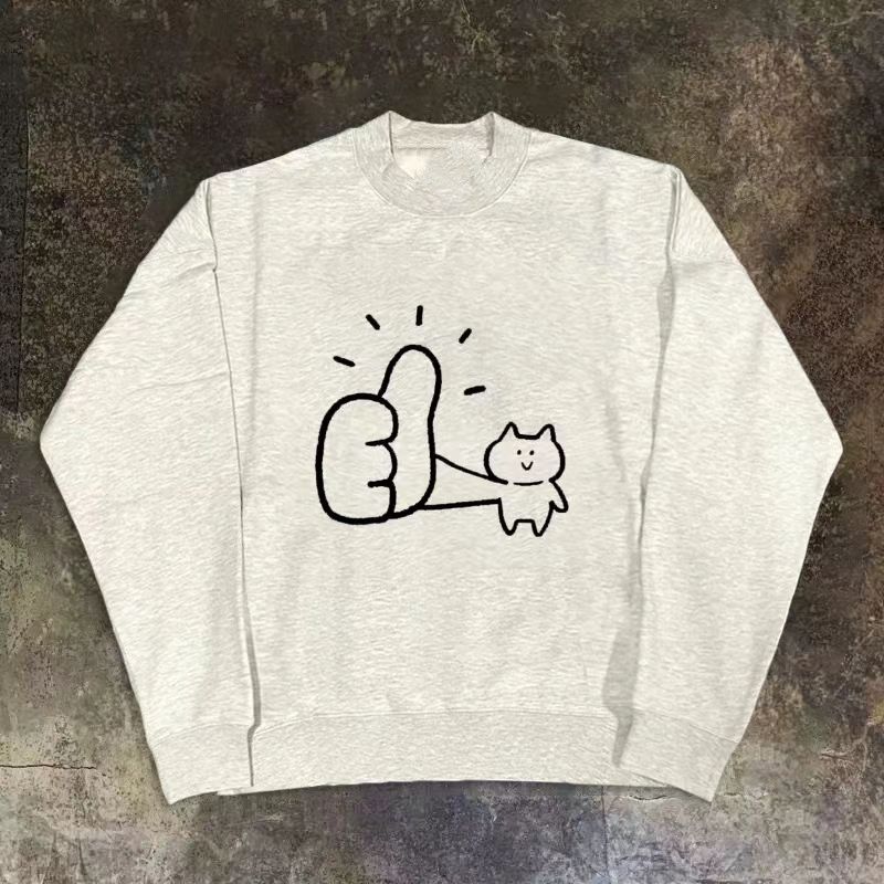 Vintage Gray washed retro cute cat print sweatshirt y2k Size US M / EU 48-50 / 2 - 1 Thumbnail