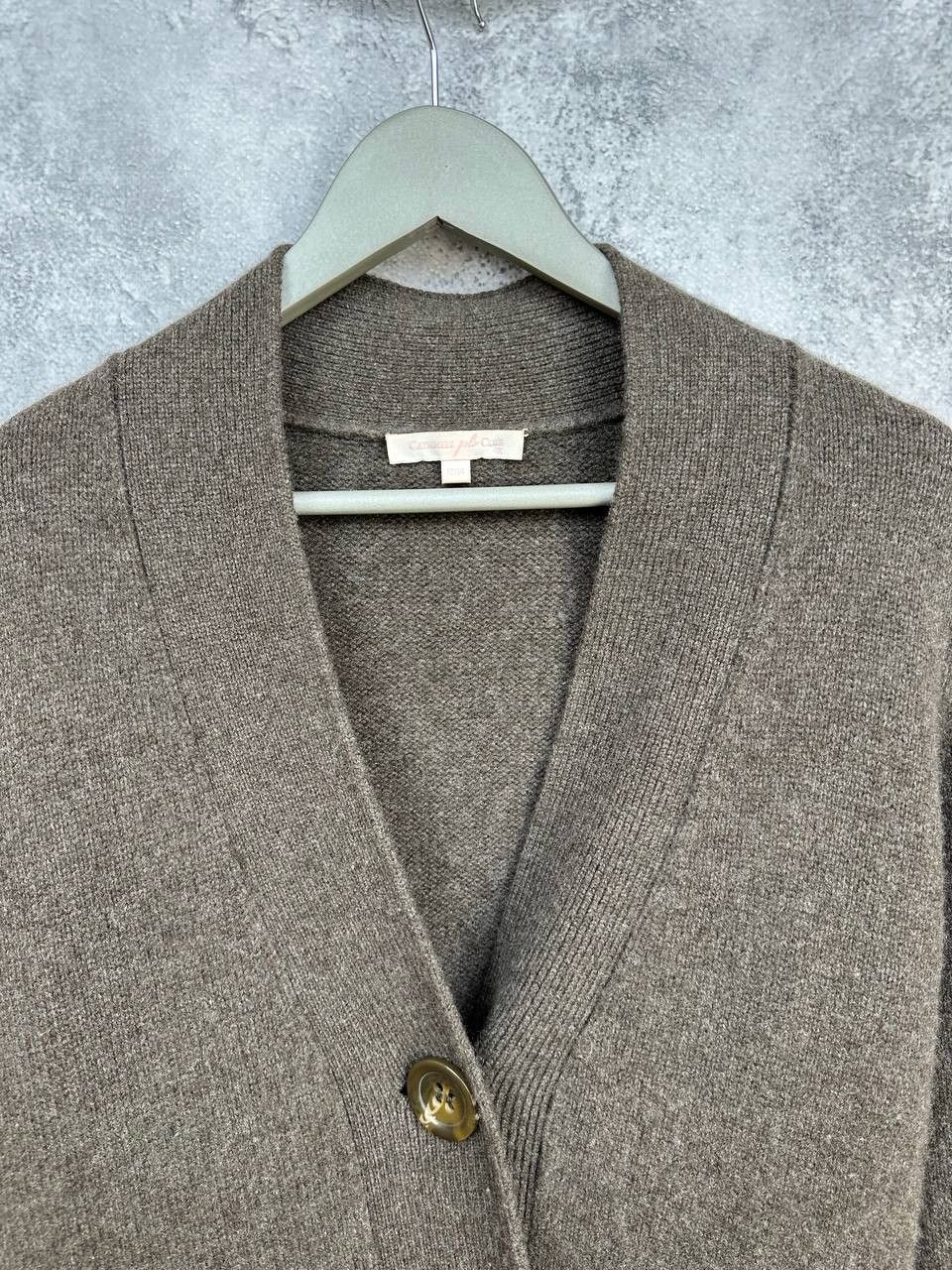 Other Cashmere Polo Club V-Neck Cardigan 100% Cashmere Taupe Size L / US 10 / IT 46 - 4 Thumbnail