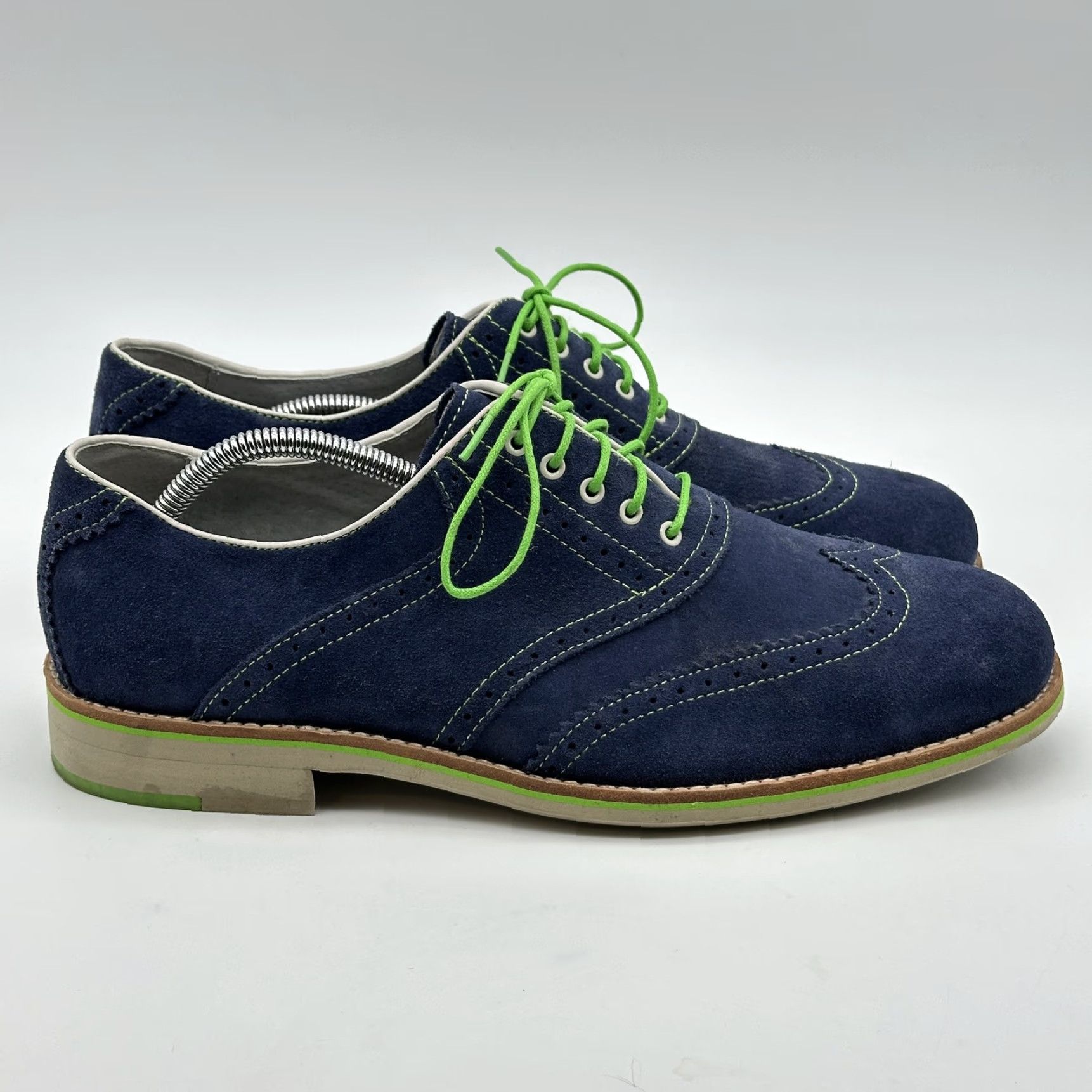 Johnston & Murphy Johnston & Murphy Mens 11 M Blue Suede Wingtip Derby Flex Oxford Shirt? Size US 11 / EU 44 - 4 Thumbnail