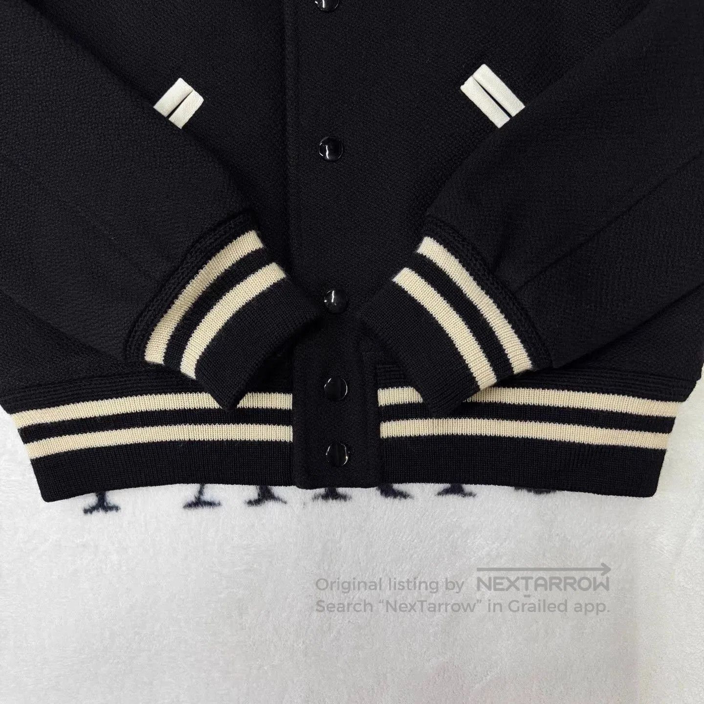 Jordan Brand Black Varsity Bomber Jacket with White Accents. Size US L / EU 52-54 / 3 - 2 Thumbnail