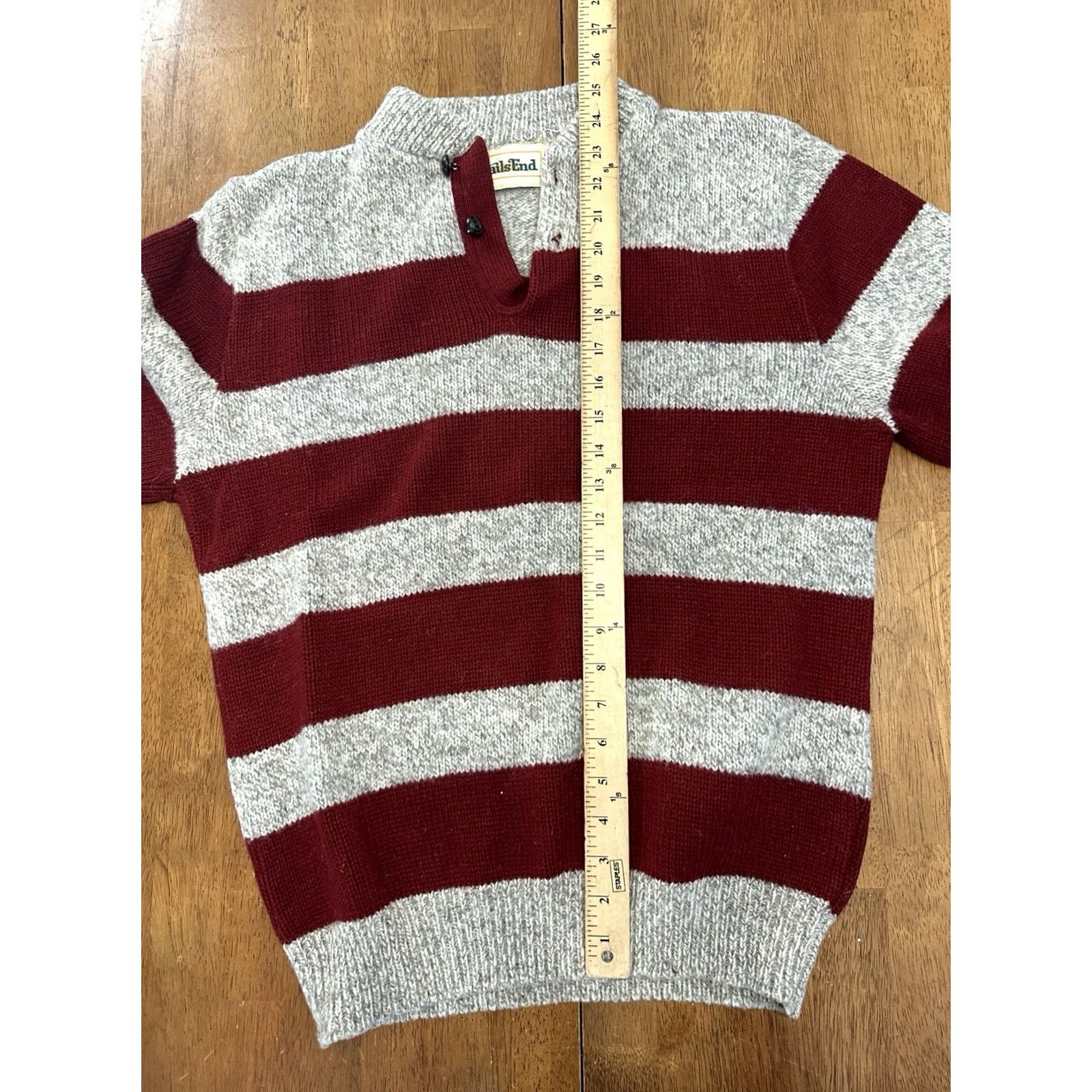 Vintage VINTAGE Trails End Sweater Henley Large Red Gray Two Tone Striped 80s Wool Mens Size US L / EU 52-54 / 3 - 5 Thumbnail