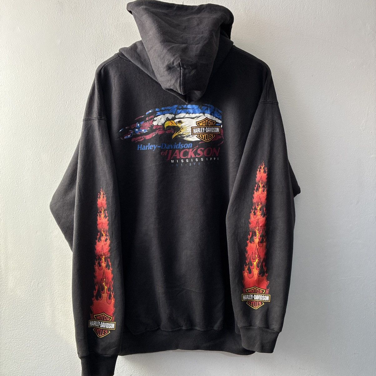 Harley Davidson Vintage Harley Davidson Chrome Flames Zip Up Hoodie Black Size US L / EU 52-54 / 3 - 2 Thumbnail