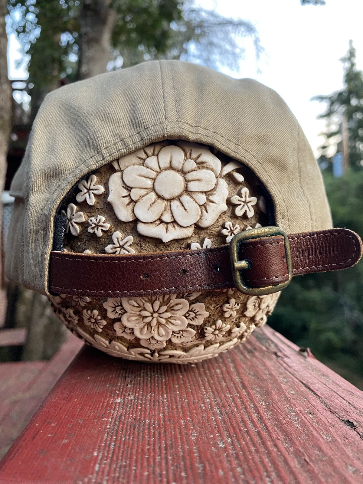Supreme Tan side zip pocket leather strap camp cap 2015 Size ONE SIZE - 3 Thumbnail