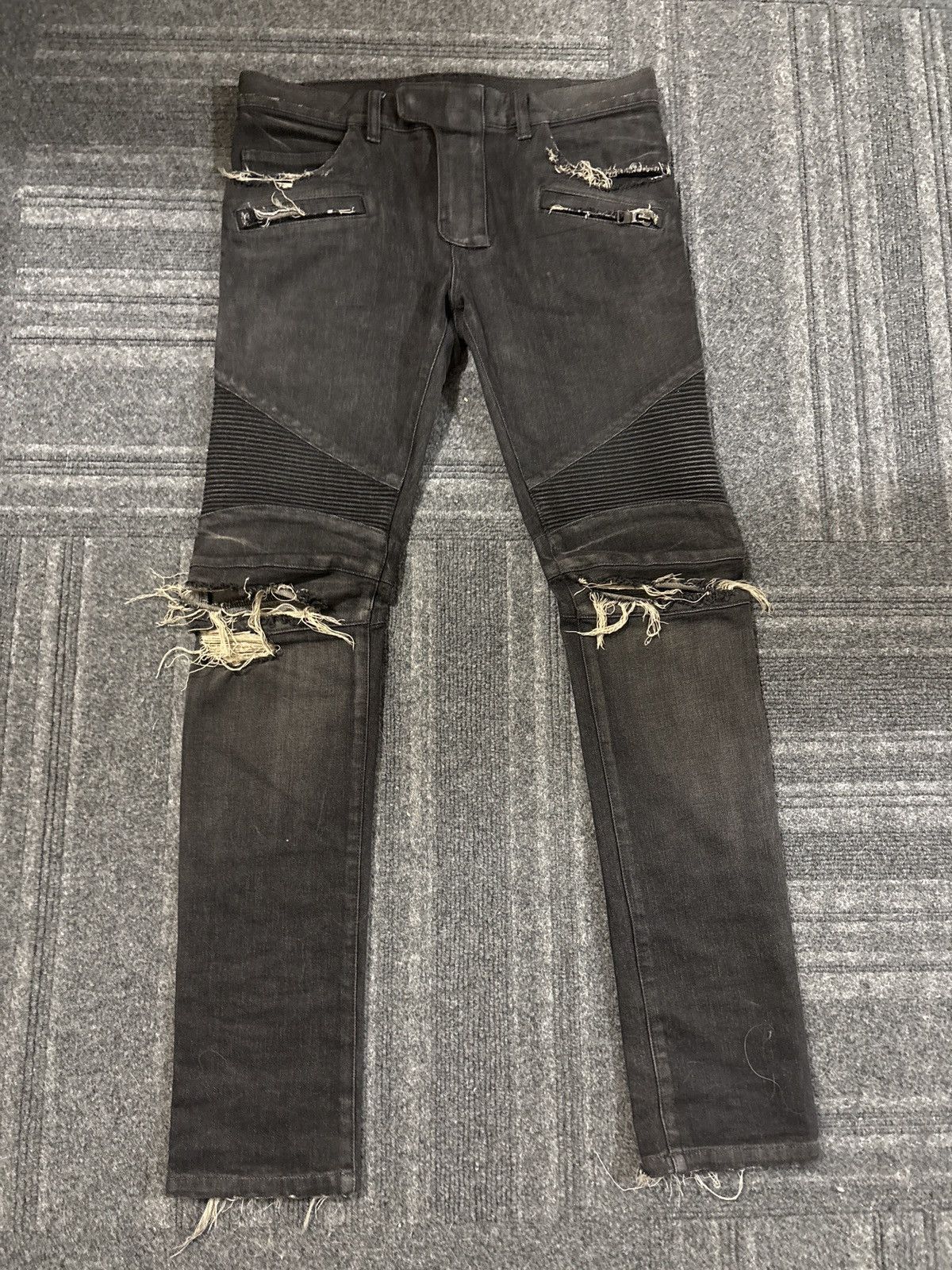 Balmain Balmain black biker jeans Size US 30 / EU 46 - 1 Thumbnail