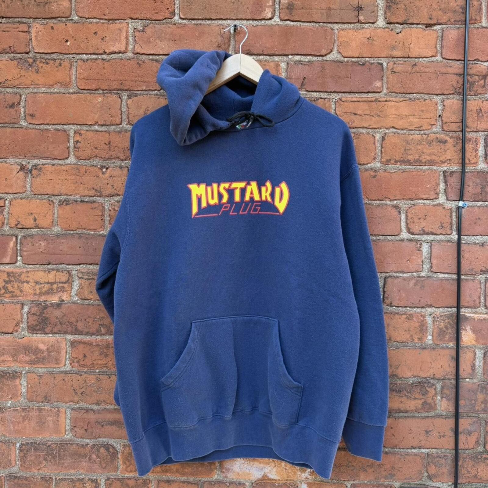 Fruit Of The Loom Vintage mustard plug thrasher rip hoodie 90s/00s L Size US L / EU 52-54 / 3 - 4 Thumbnail