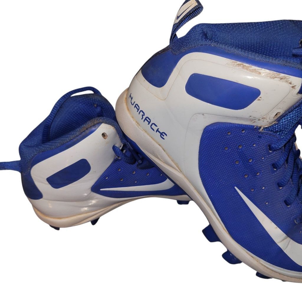 Nike Nike Huaraches Pro Mid White Blue Football Cleats Youth 4.5 Size US 5.5 / EU 38 - 2 Thumbnail