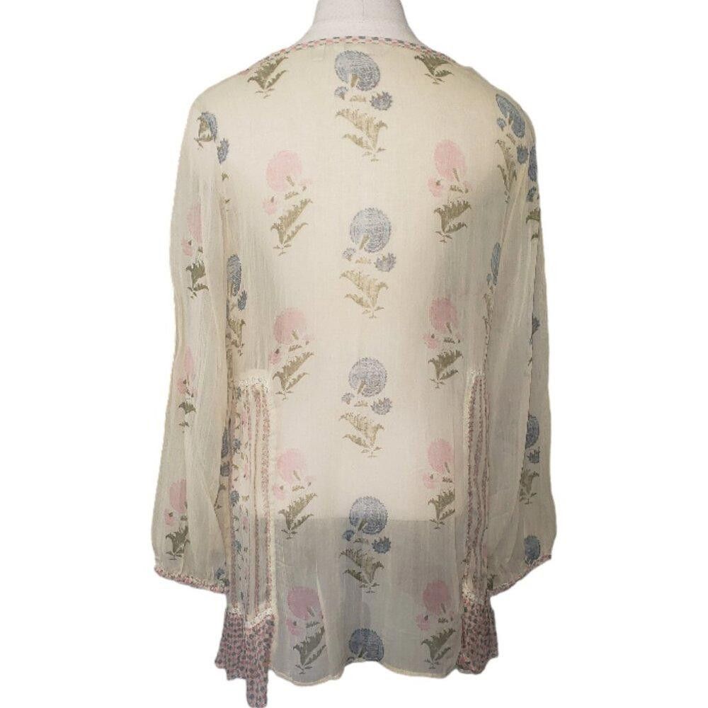 Designer CT1531 Soft Surroundings Sheer Floral Beaded Top S Size S / US 4 / IT 40 - 5 Thumbnail