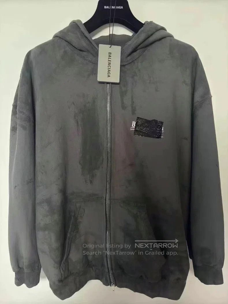 Balenciaga Balenciaga Grey Mud-Dyed Coca-Cola Printed Zipper Hoodie Size US XL / EU 56 / 4 - 1 Thumbnail
