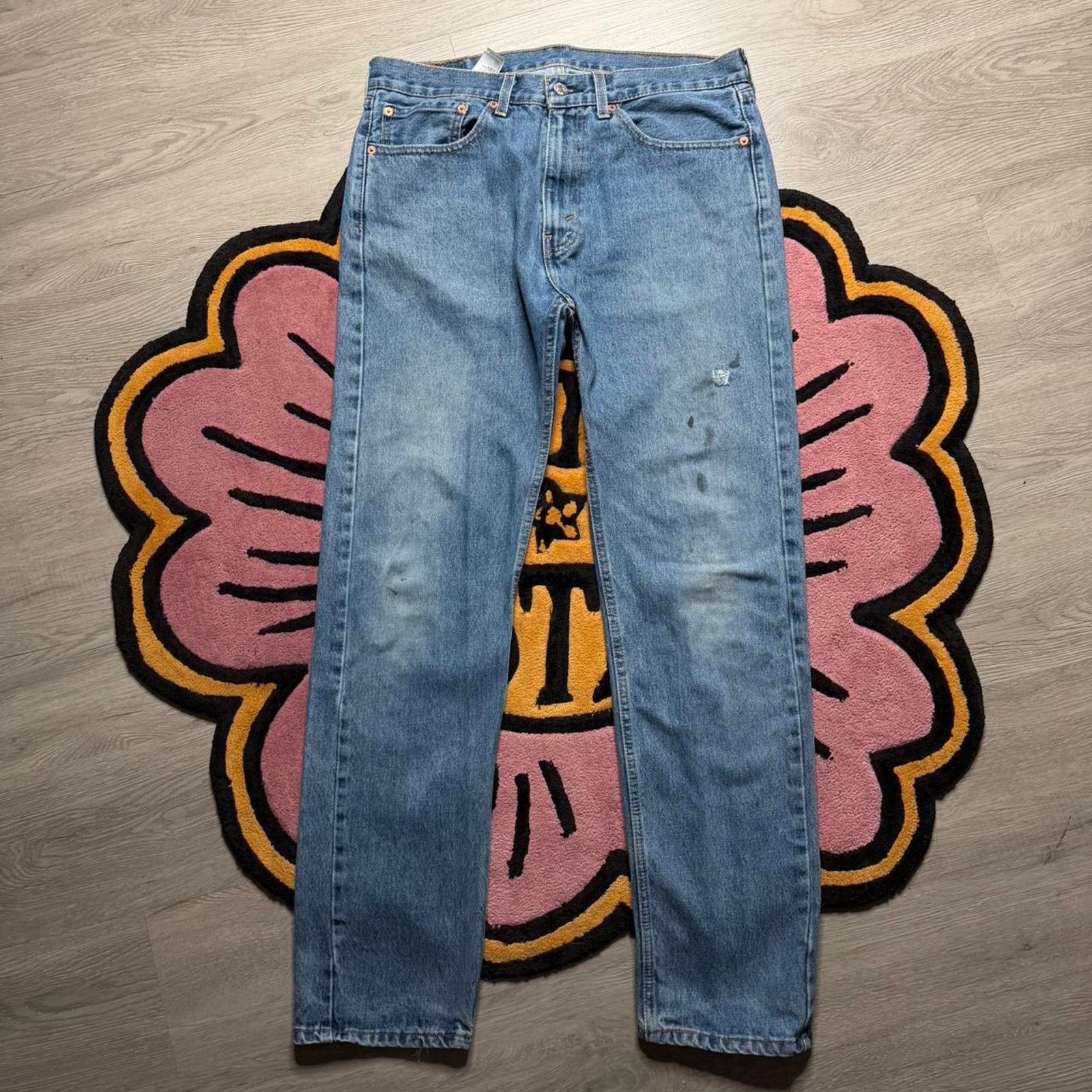 Levi's Levi’s Strauss 505 Regular Fit Straight Leg Distressed Jeans Size US 34 / EU 50 - 1 Thumbnail