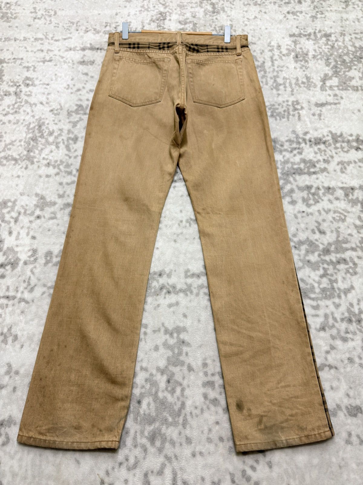 Burberry Burberry Blue Label Distressed Denim Nova Check Stripe Pants Size US 30 / EU 46 - 2 Thumbnail