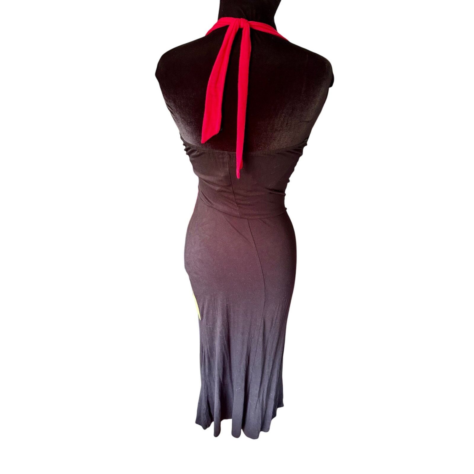 Vintage Vintage 90’s Black Red Green Halter Bodycon Dress Med Large Size M / US 6-8 / IT 42-44 - 7 Thumbnail