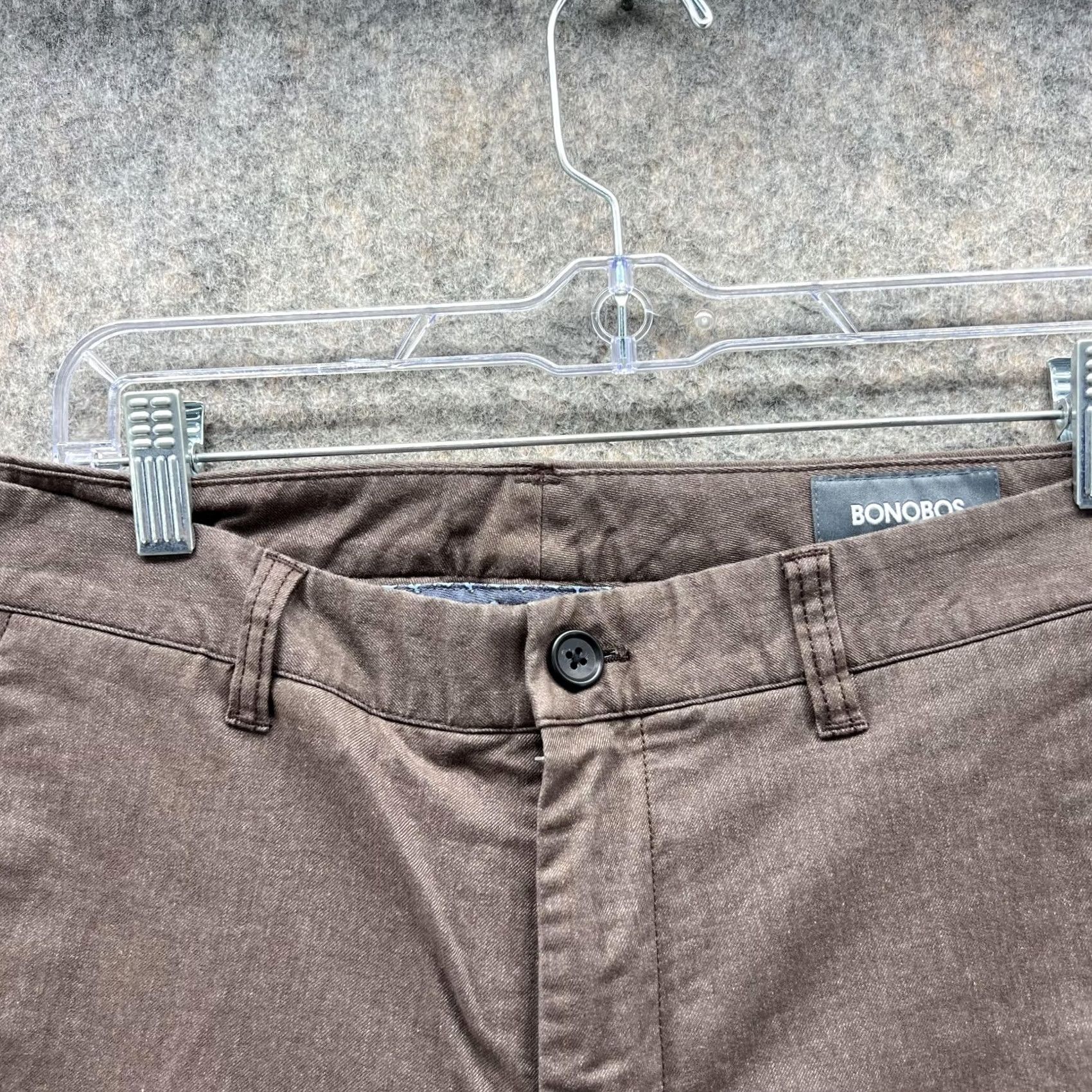 Bonobos Bonobos Pants Men 32x32 Brown Chino Slim Fit Casual Flat Front Cotton Canvas Size US 32 / EU 48 - 4 Thumbnail
