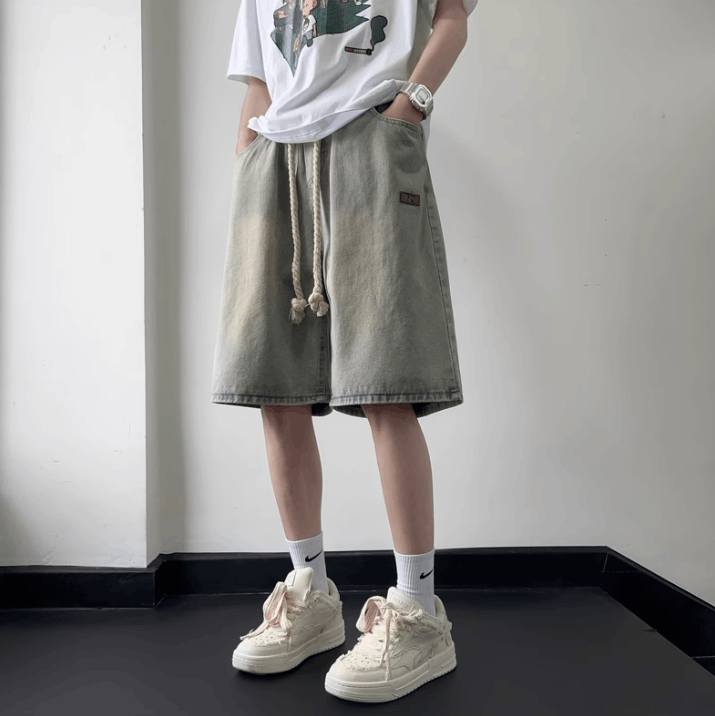 Japanese Brand × Jean Retro loose washed denim shorts Size US 32 / EU 48 - 4 Thumbnail