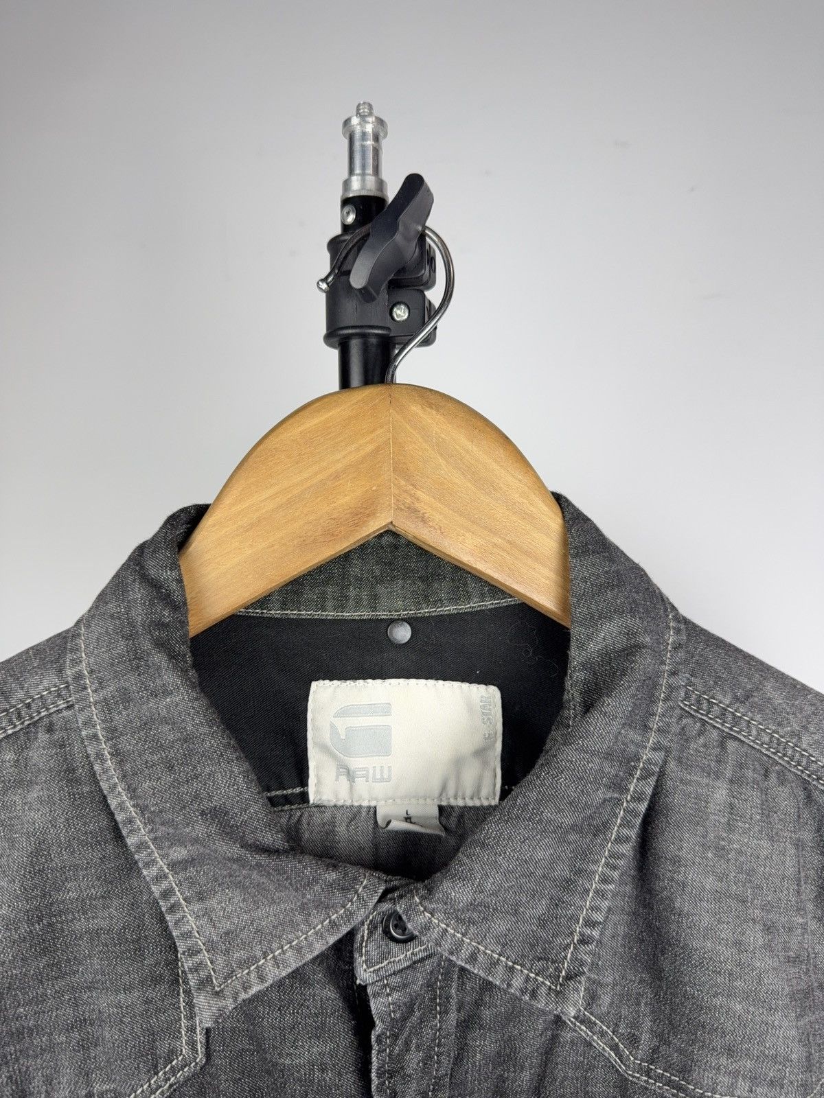 G-Star 00s Y2K G-Star RAW Denim Western Shirt Snap Button Grey Size US L / EU 52-54 / 3 - 3 Thumbnail