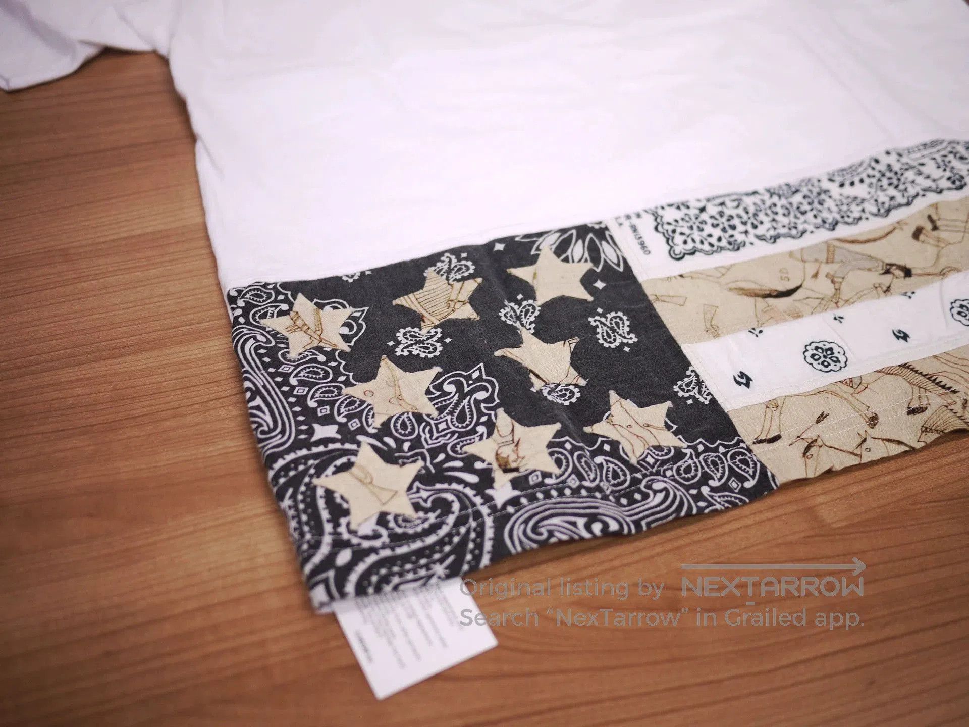 Visvim White Short Sleeve Shirt with Patterned Hem. Size US L / EU 52-54 / 3 - 3 Thumbnail